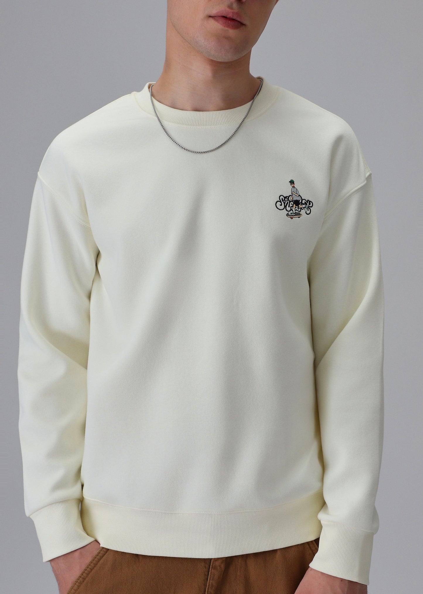 Cream Back Emboss Sweatshirt