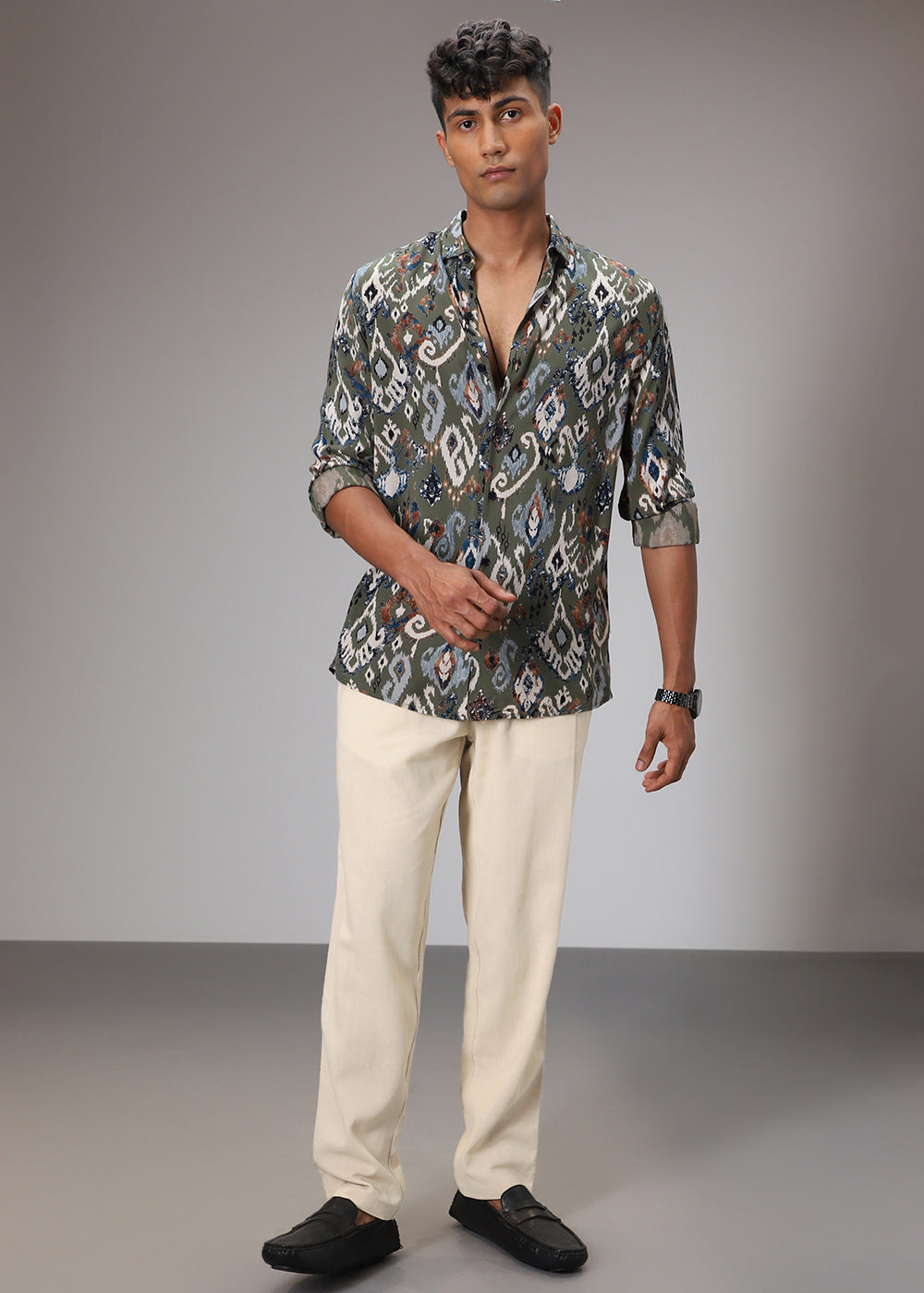 Cream Comfort Fit Linen Pant