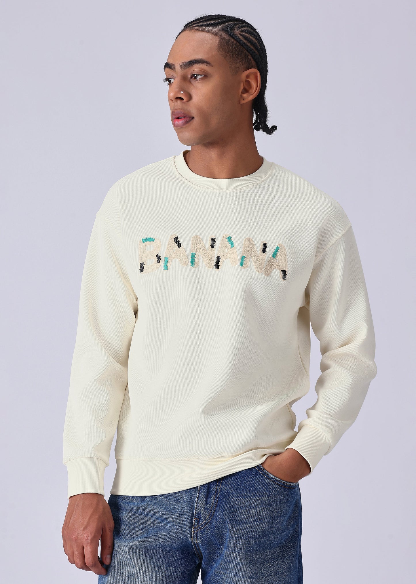 Cream Embossed Sweatshirt