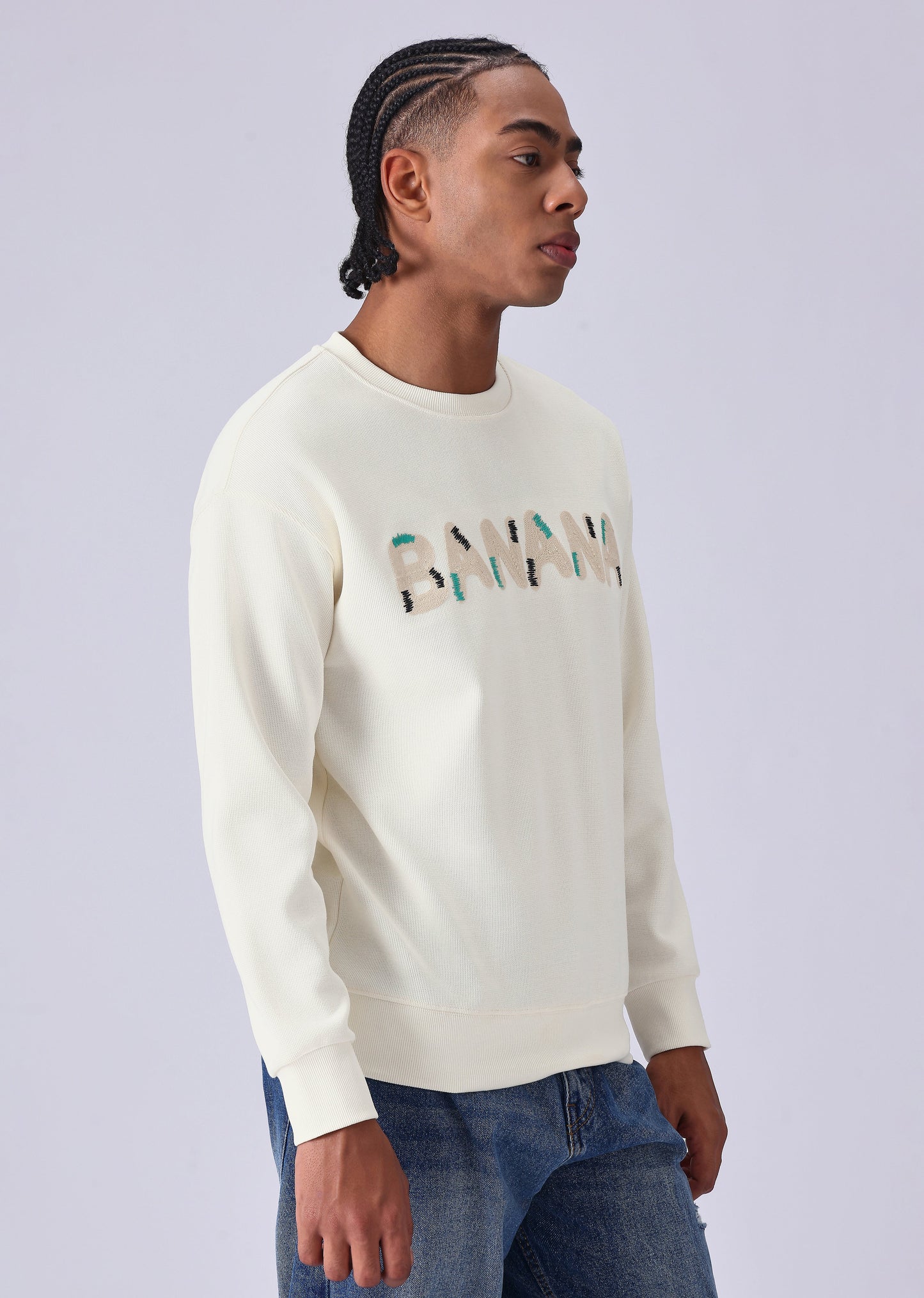 Cream Embossed Sweatshirt