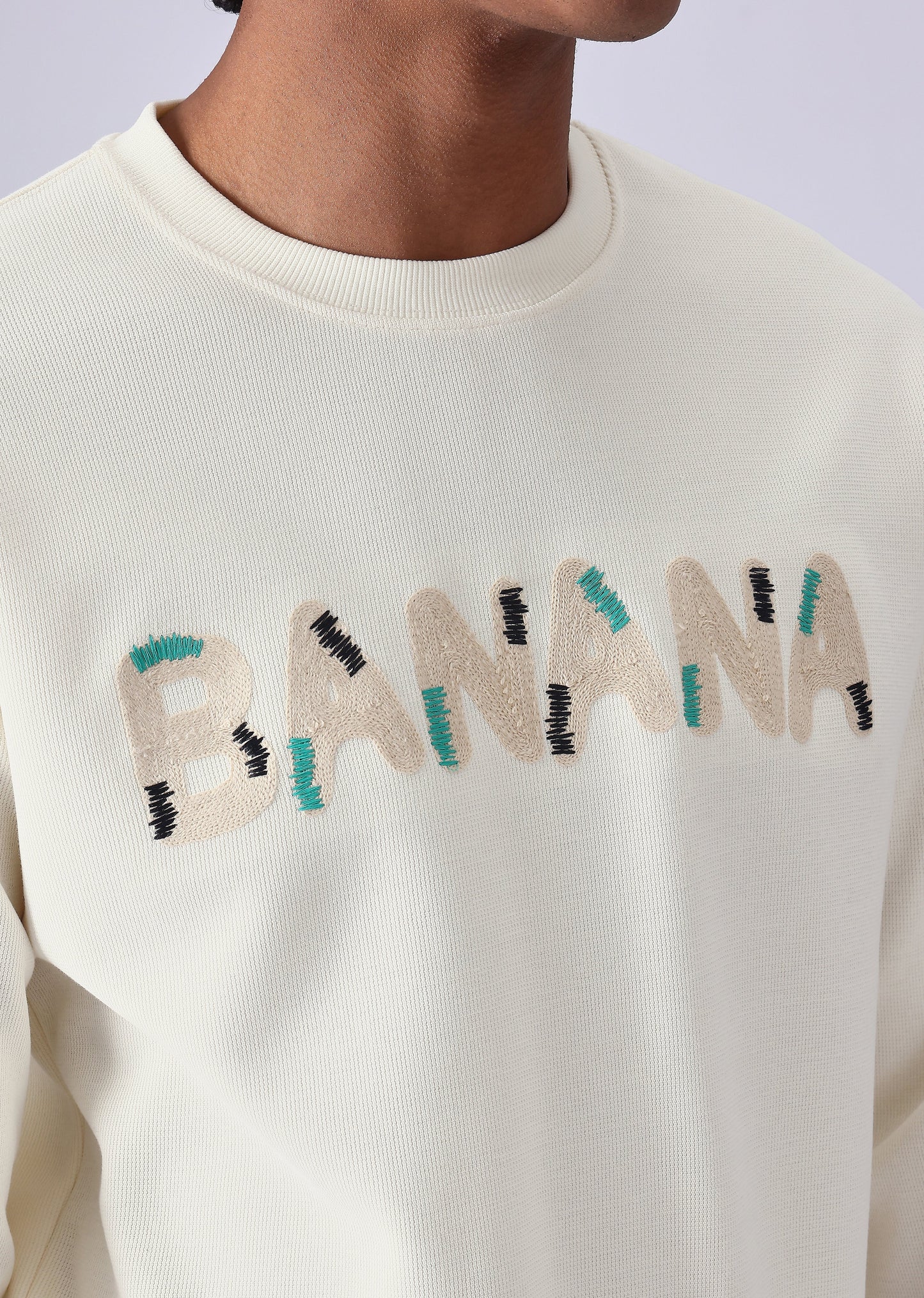 Cream Embossed Sweatshirt