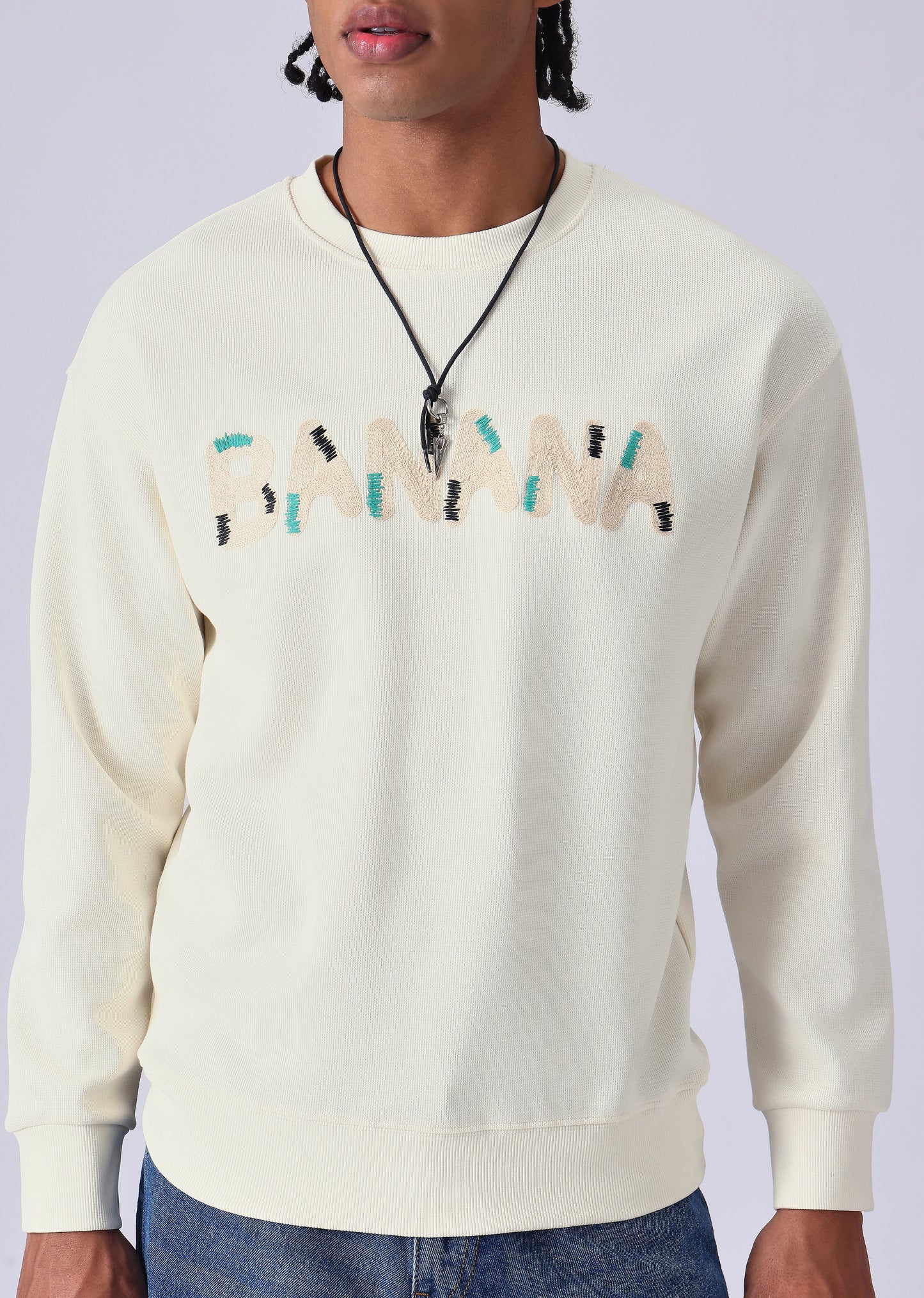 Cream Embossed Sweatshirt