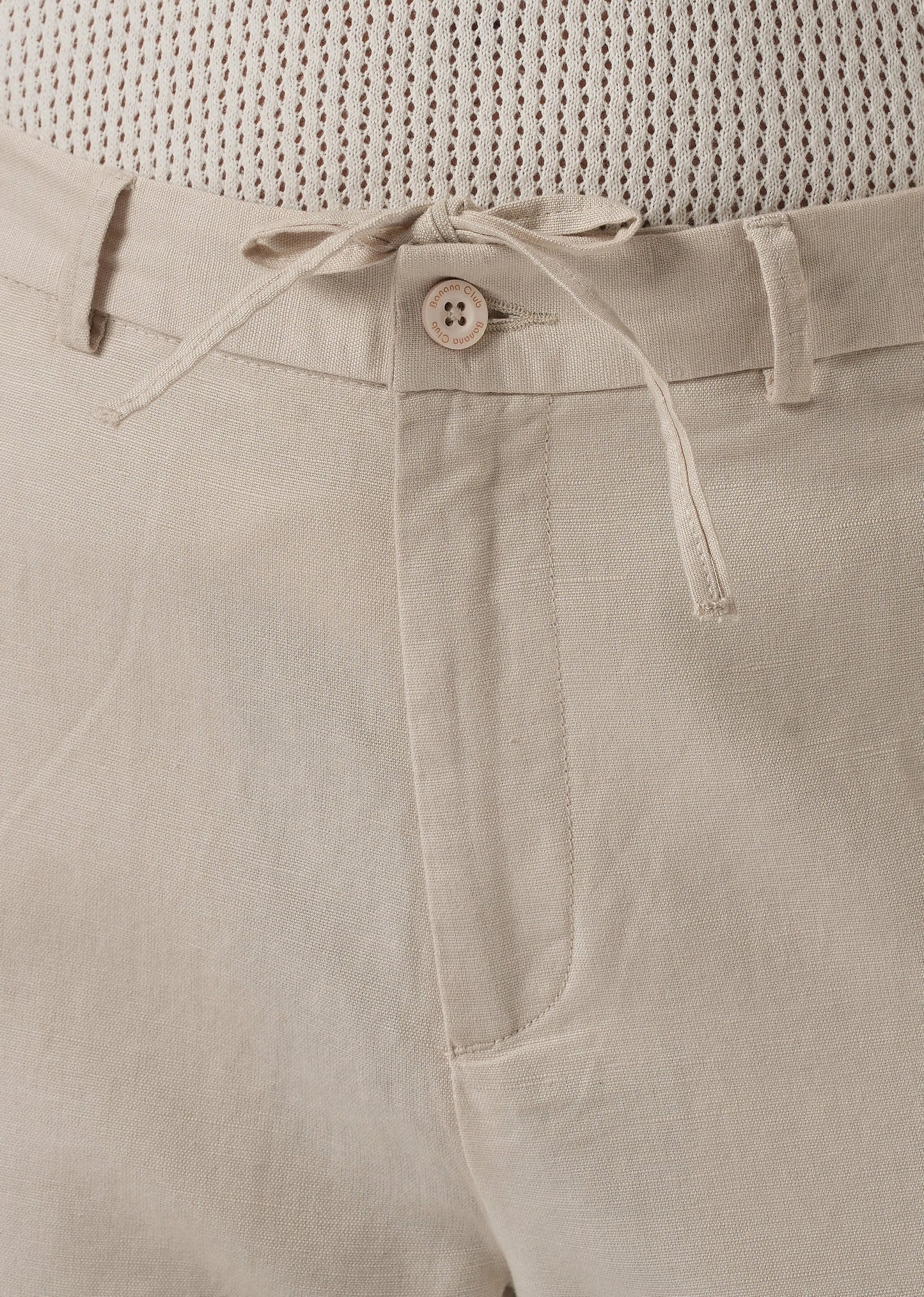 Cream Linen Relaxed Fit Trouser