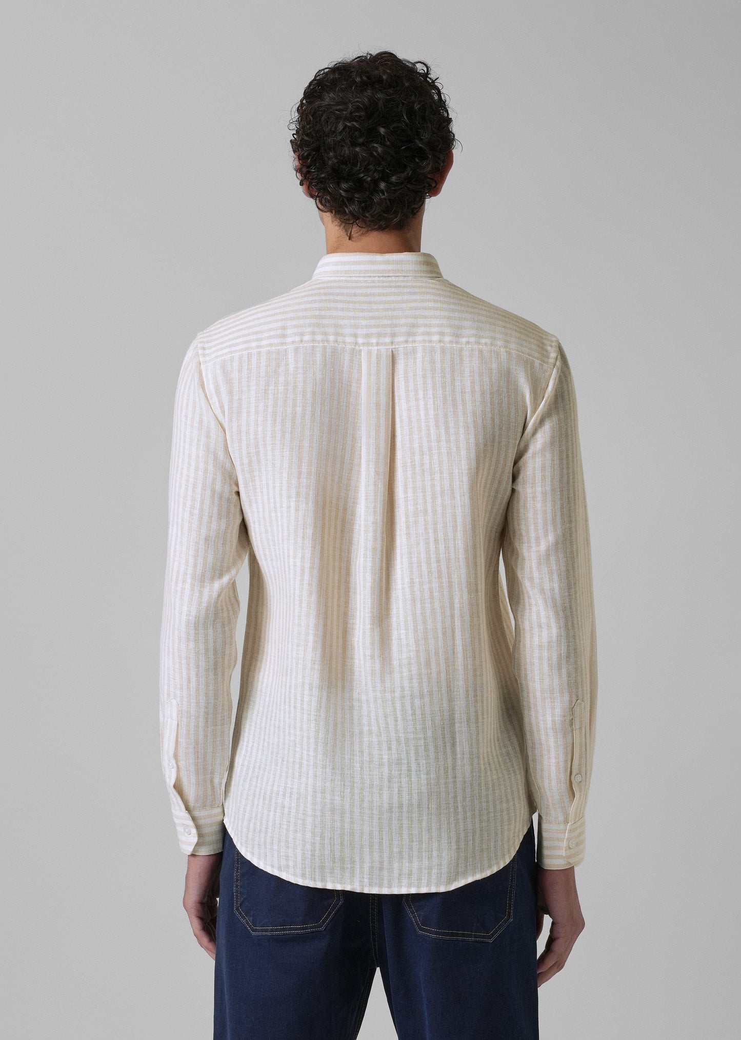 Cream Pin Stripe Blended linen shirt
