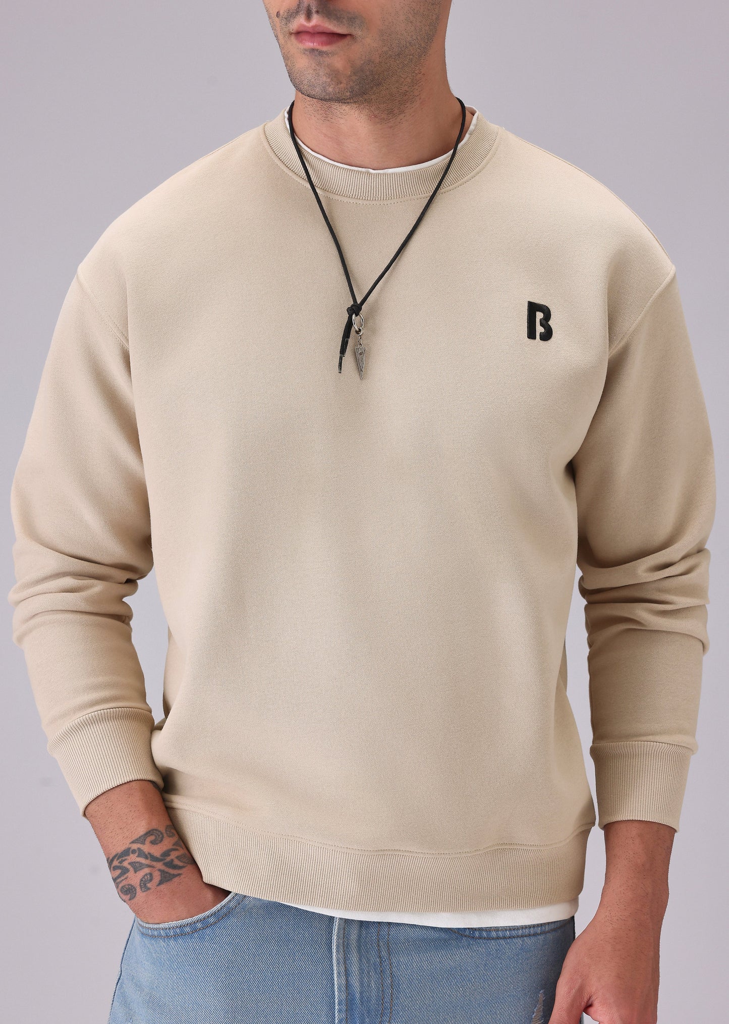 Cream White Contrast Sweatshirt