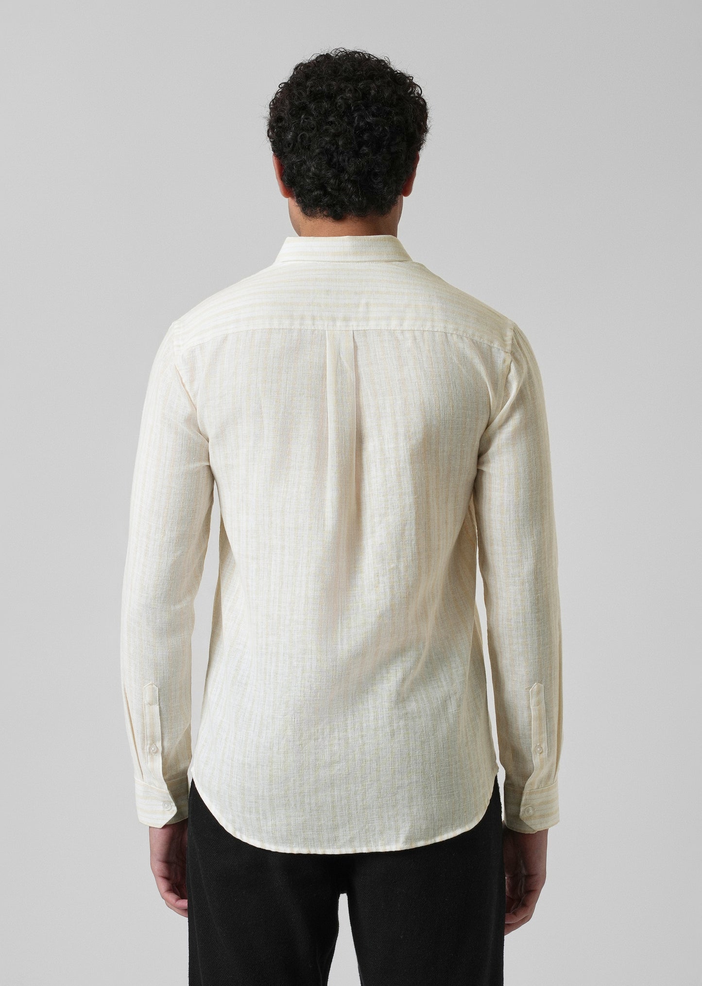 Cream Yellow Linen Stripe Shirt