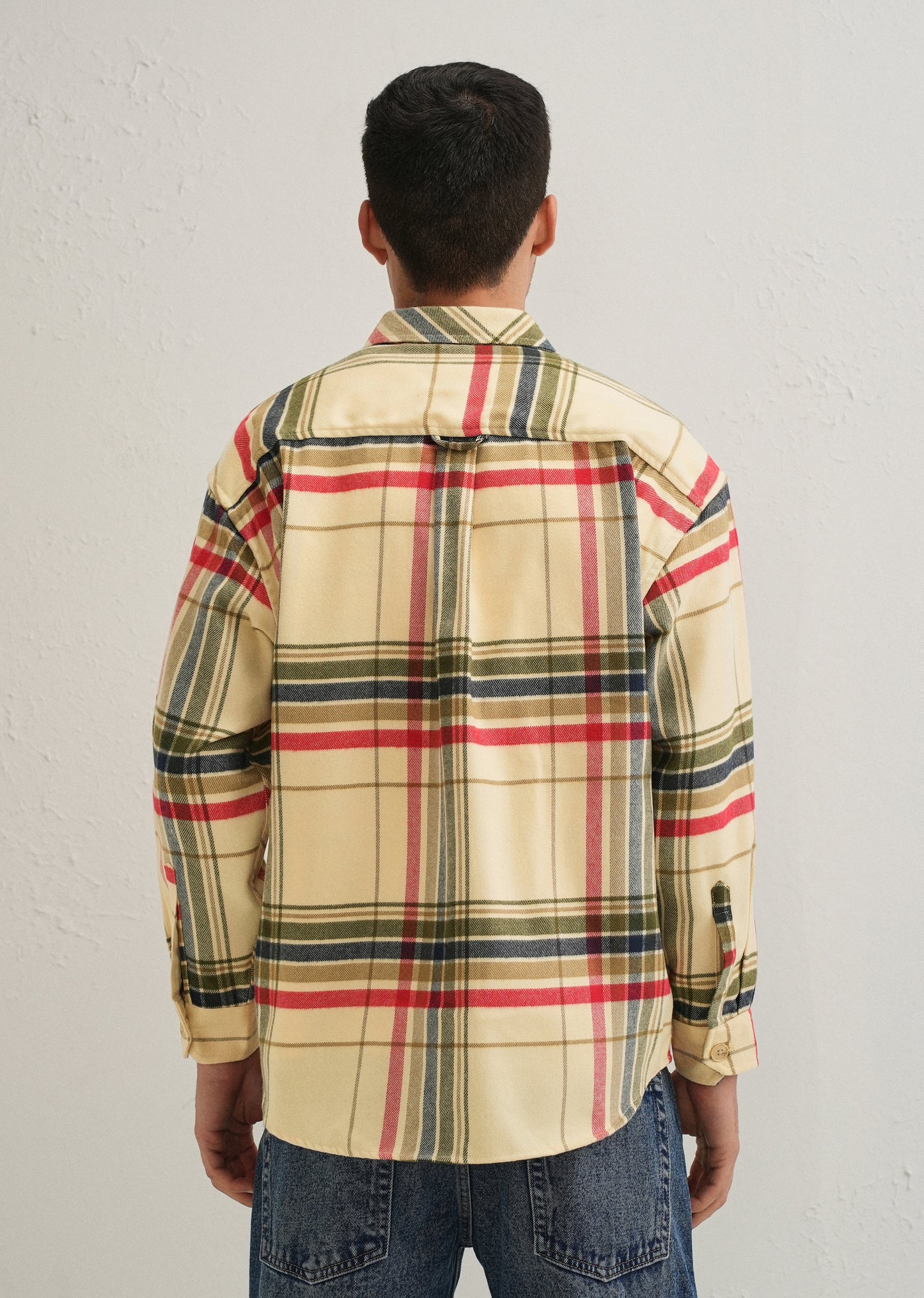 Cream Checked Relaxed Fit Shacket