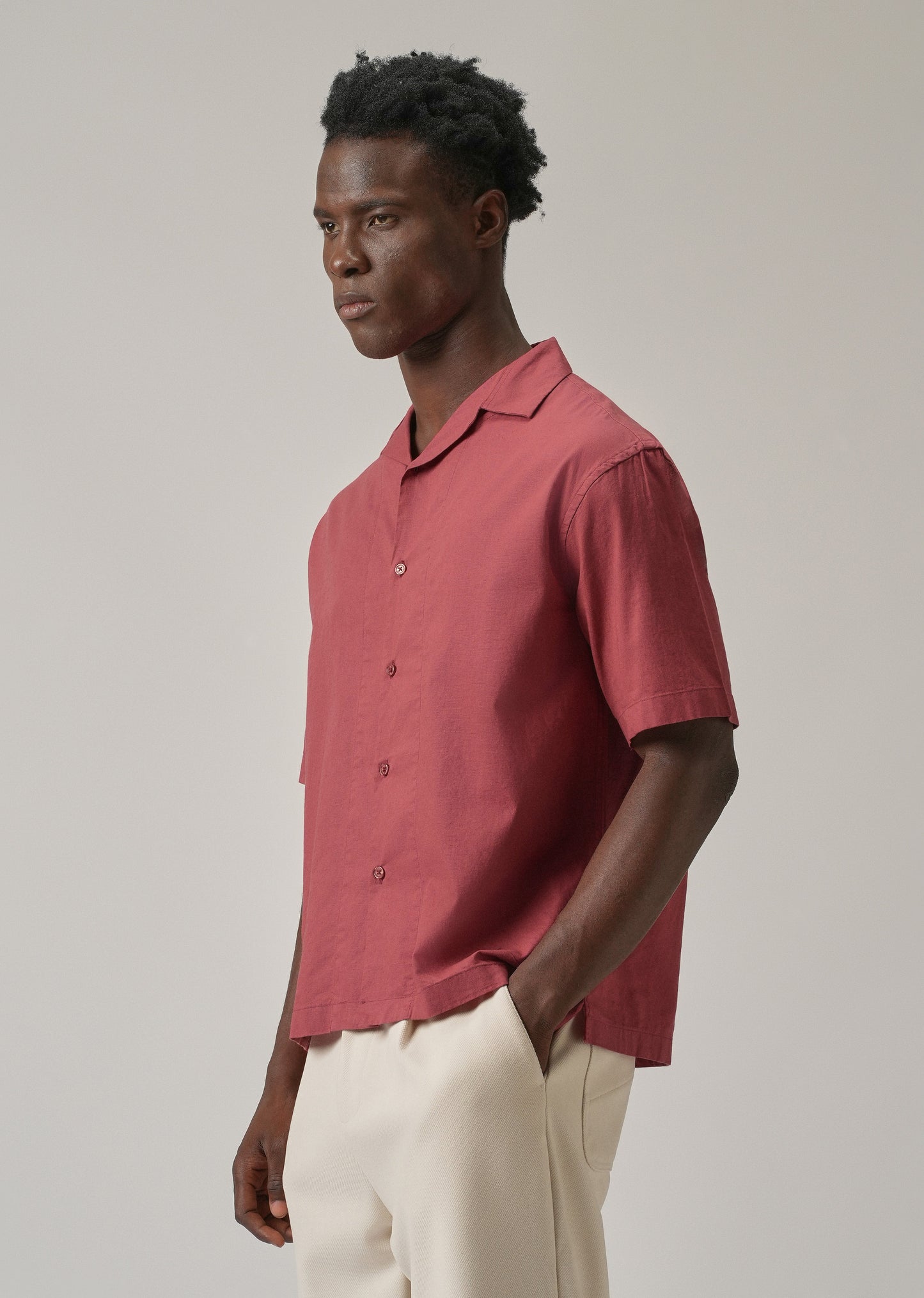 Crimson Red Cotton/Linen Shirt