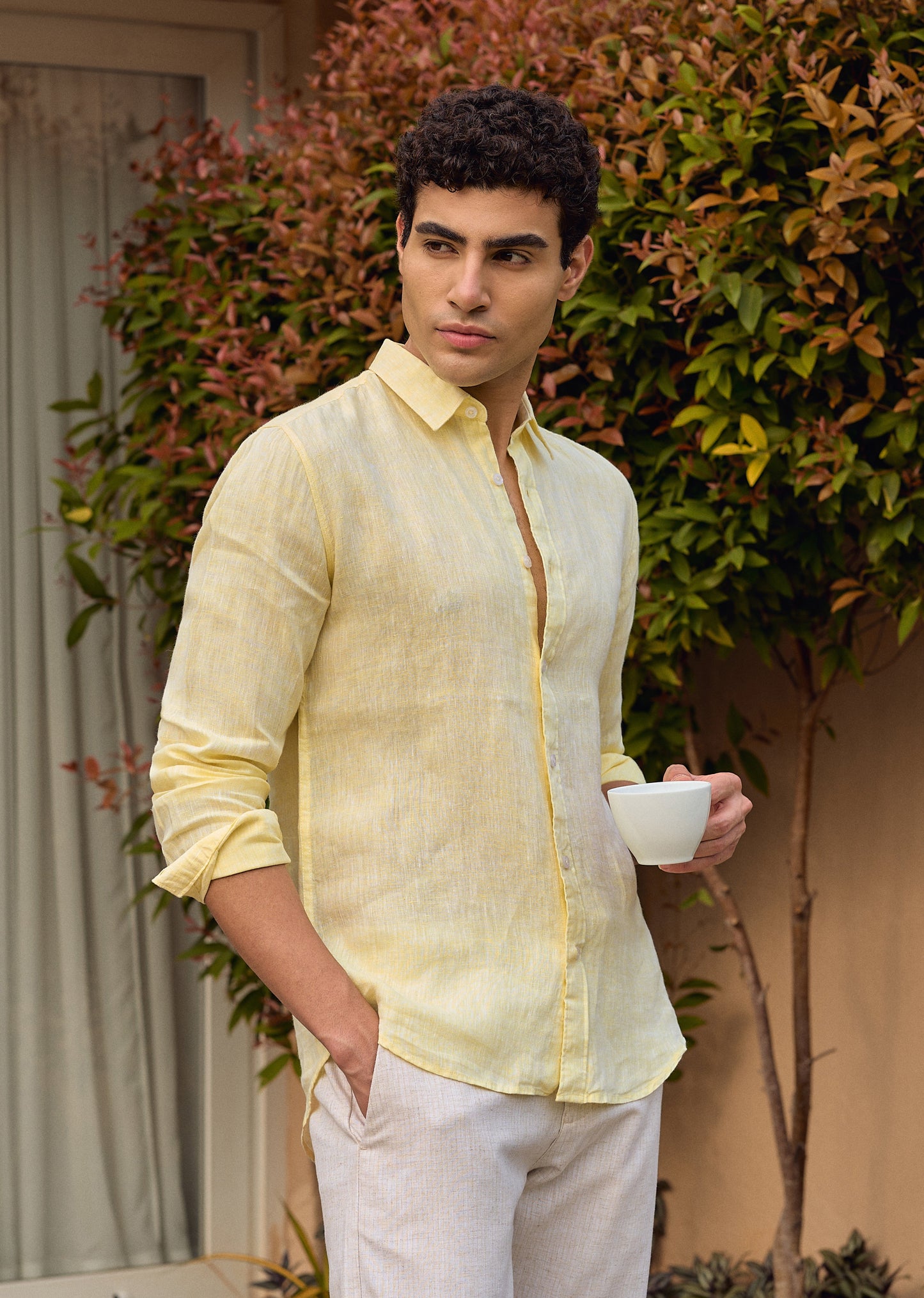 100% Pure Yellow Linen Shirt