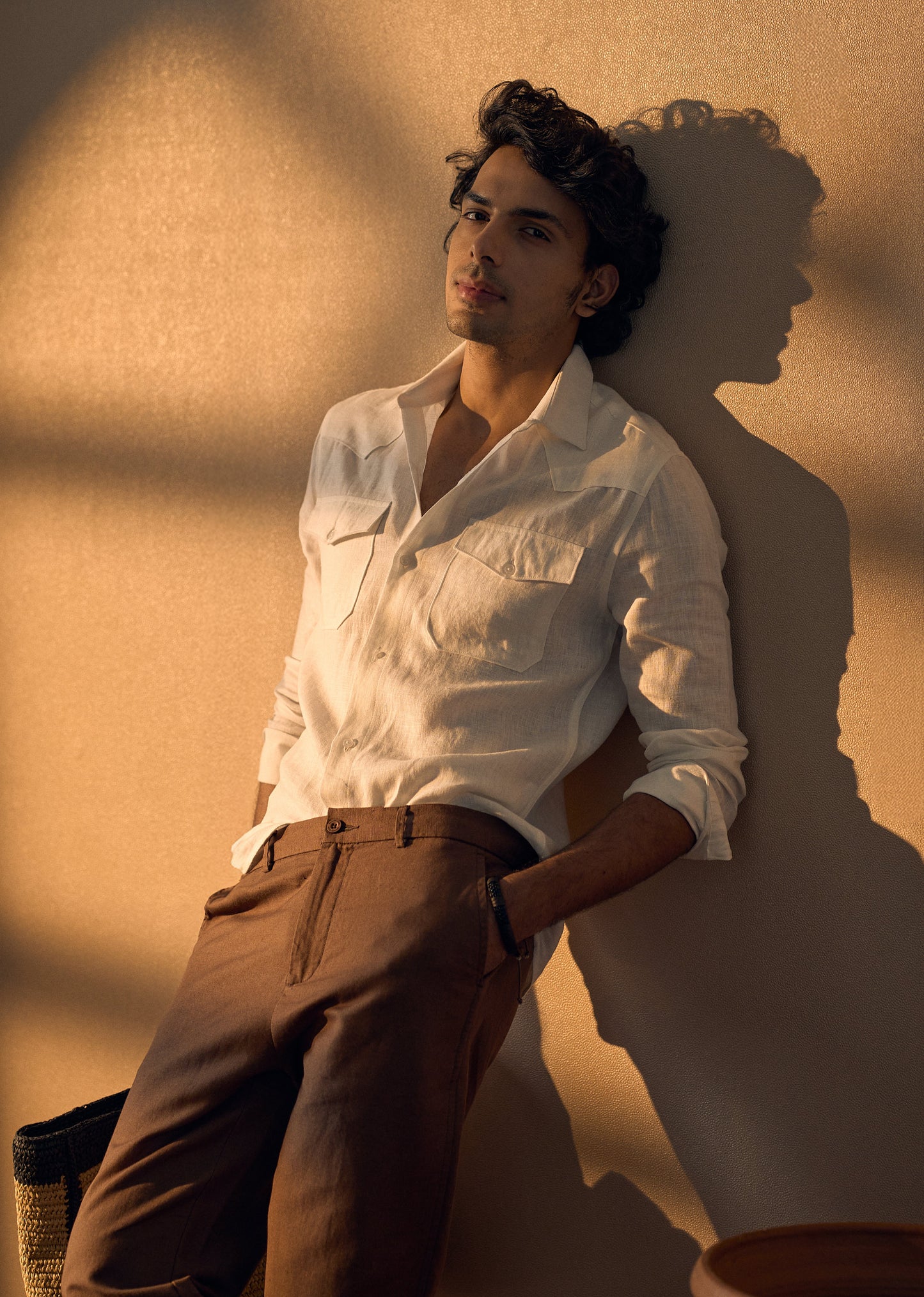 White Double Pocket 100% Pure Irish Linen Shirt