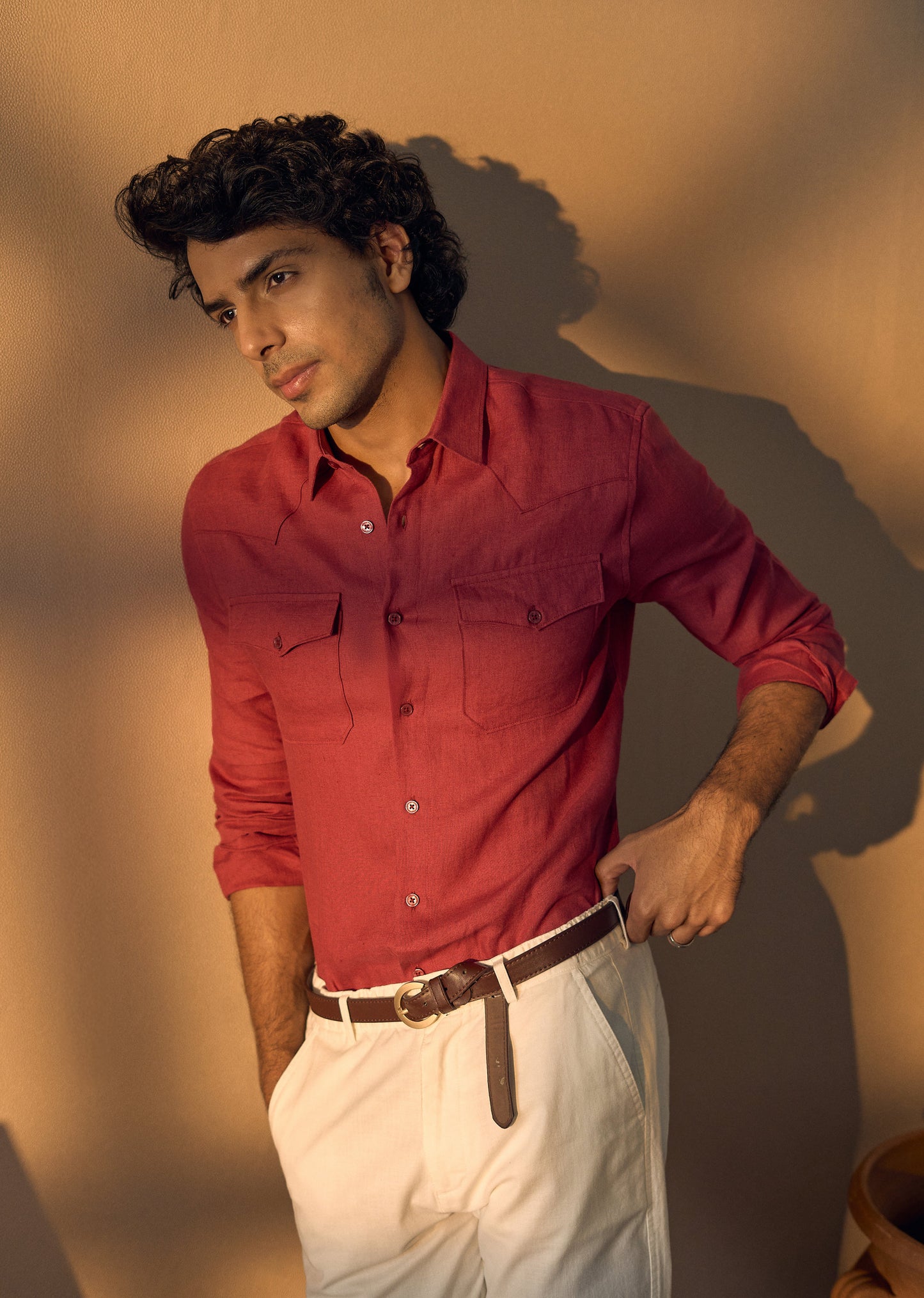 Rouge Pink Double Pocket 100% Pure Irish Linen Shirt