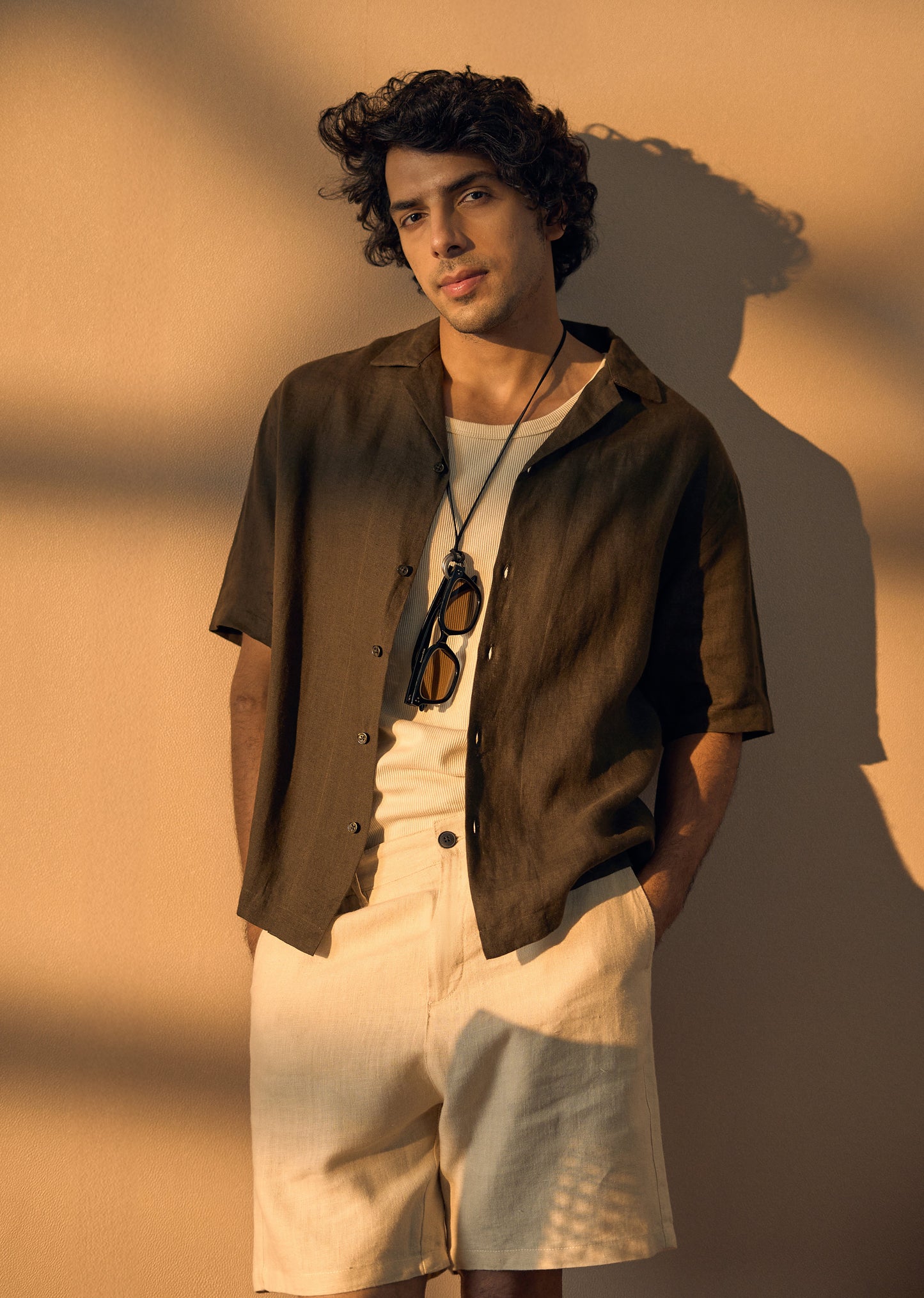 100% Pure Irish Dark Olive Linen Shirt