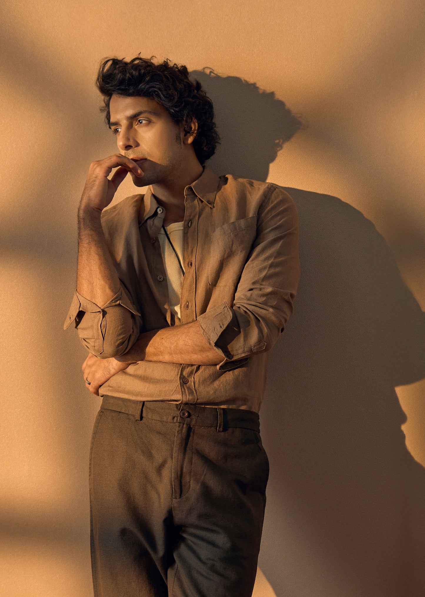 100% Pure Dark Brown Linen Shirt