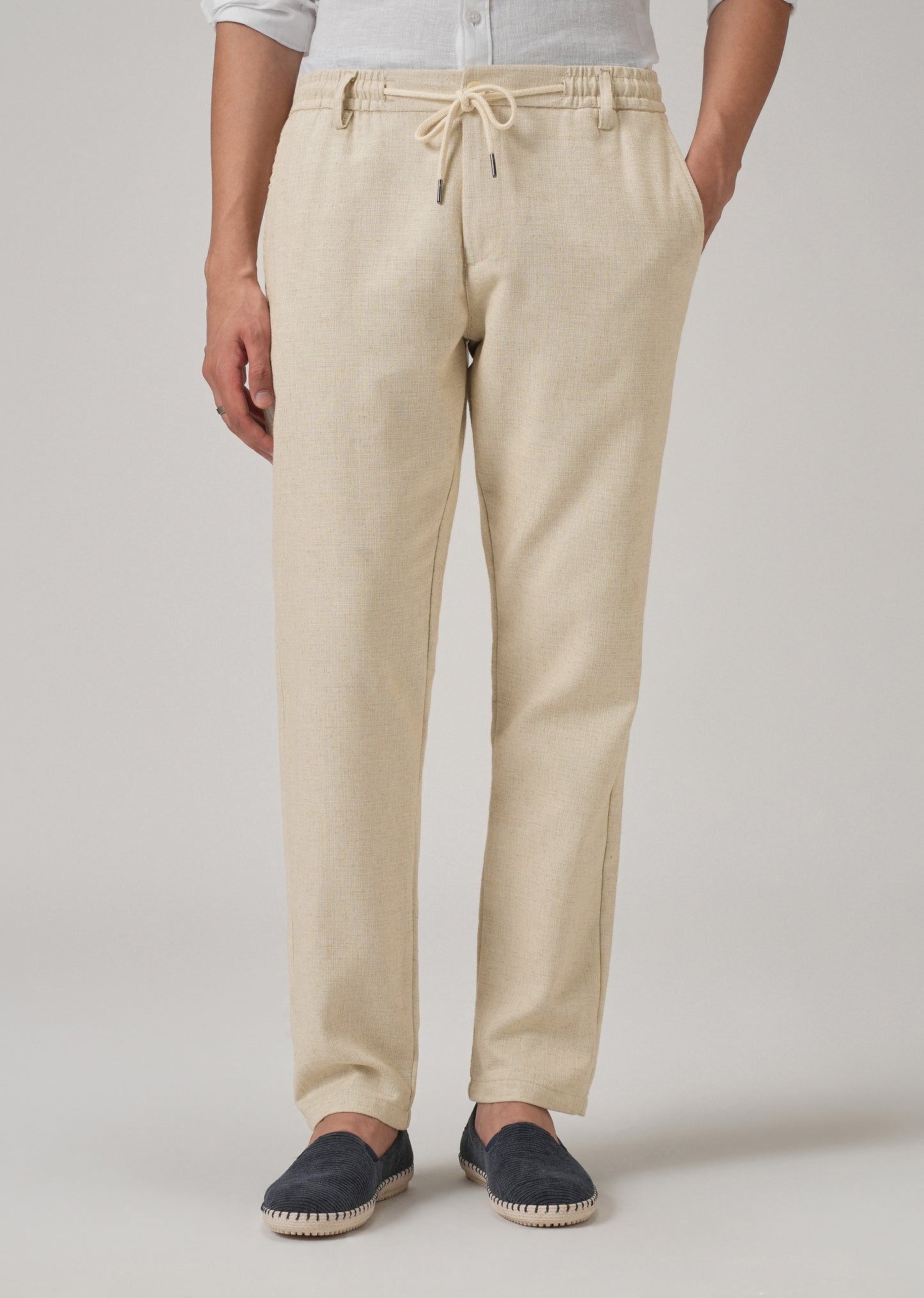 Dark Beige Blended Linen Pant