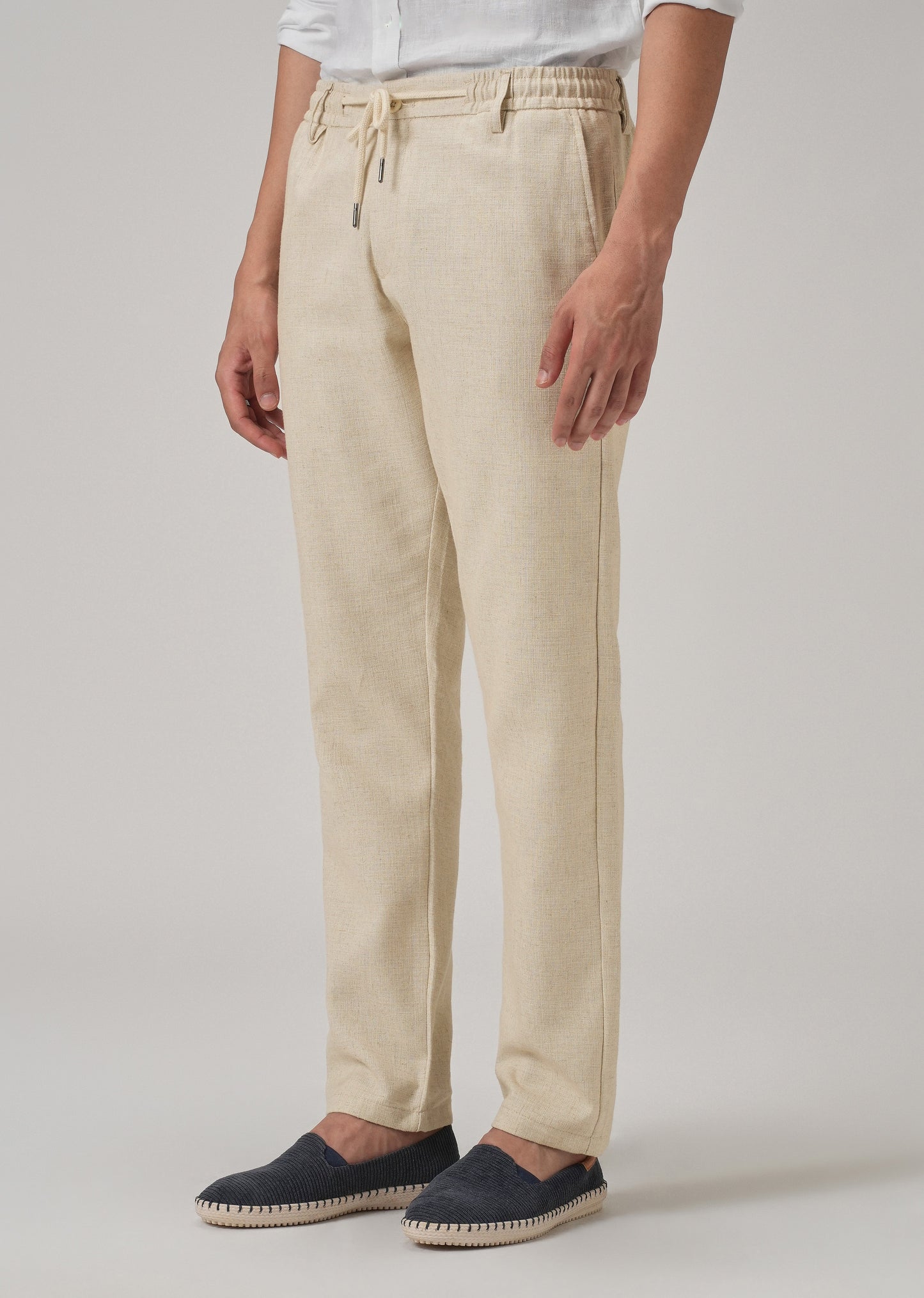 Dark Beige Blended Linen Pant