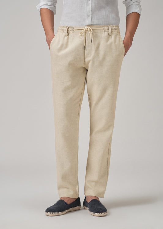 Dark Beige Blended Linen Pant
