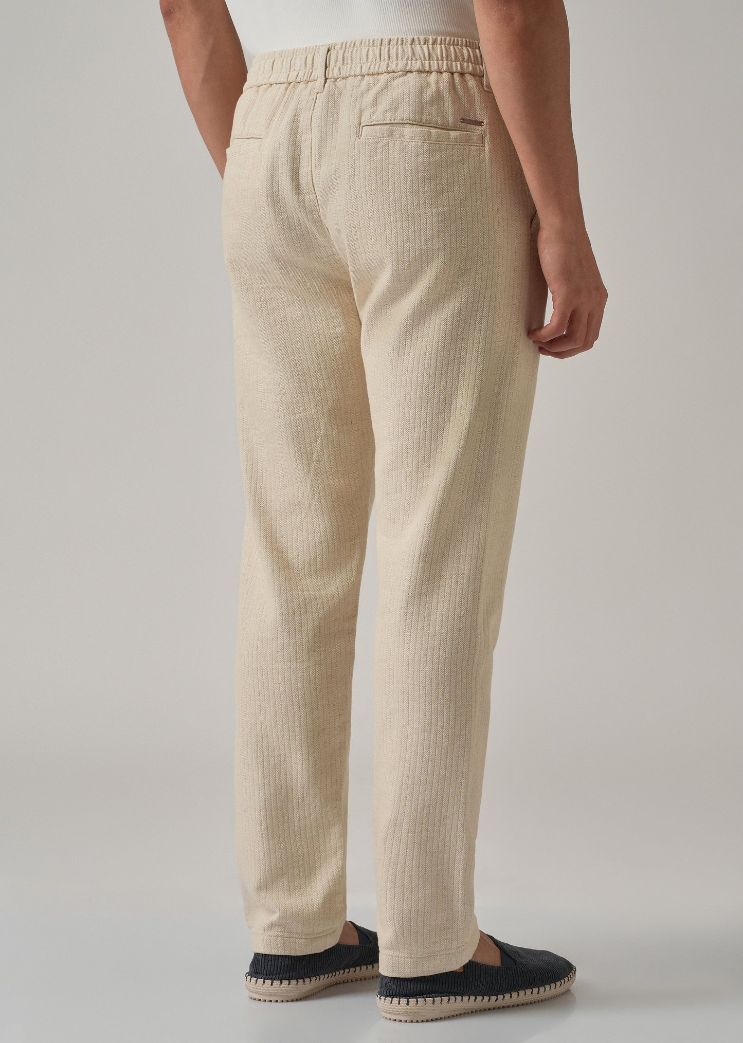 Dark Beige Stripe Blended Linen Pant