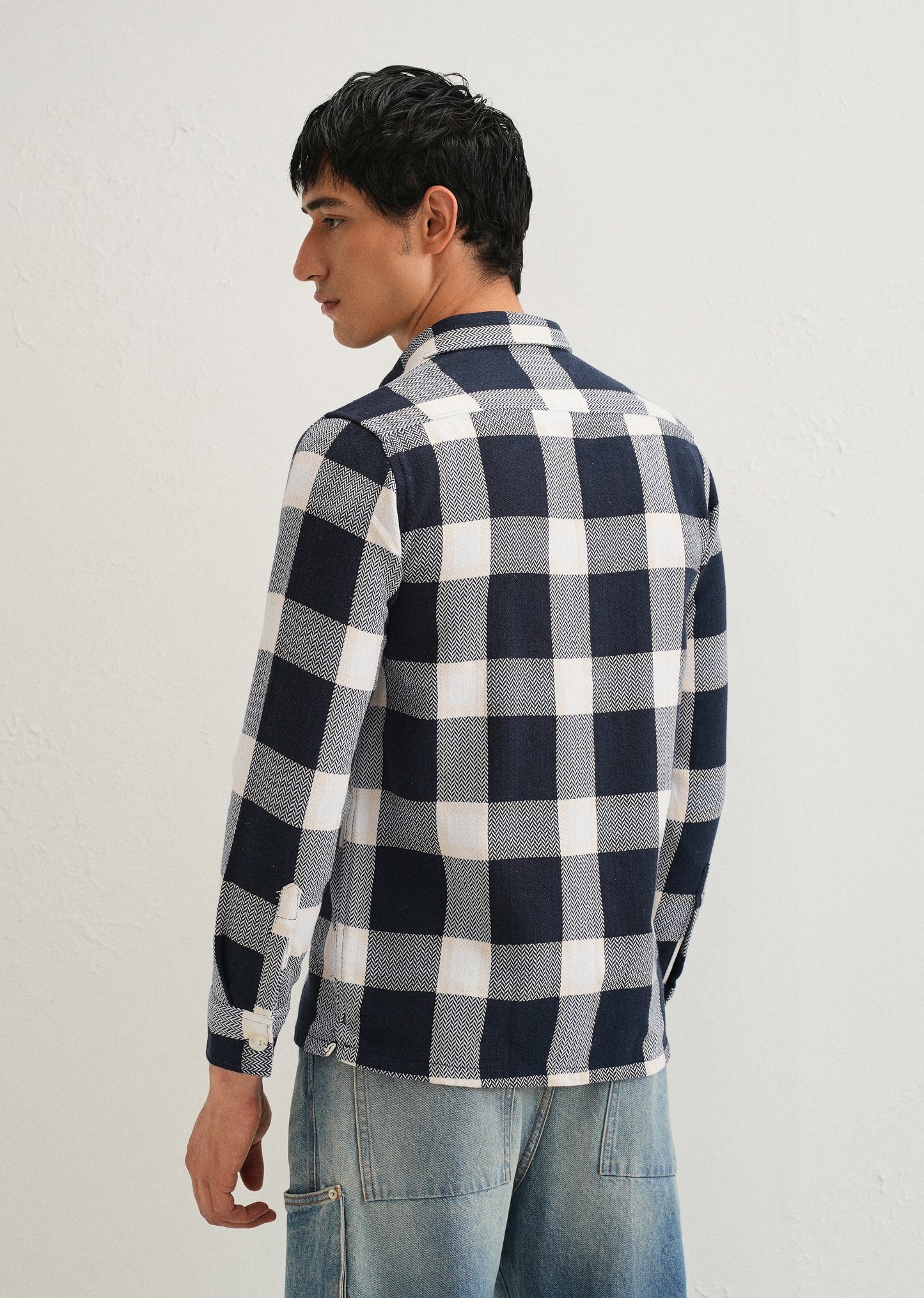 Dark Blue Checked Overshirt