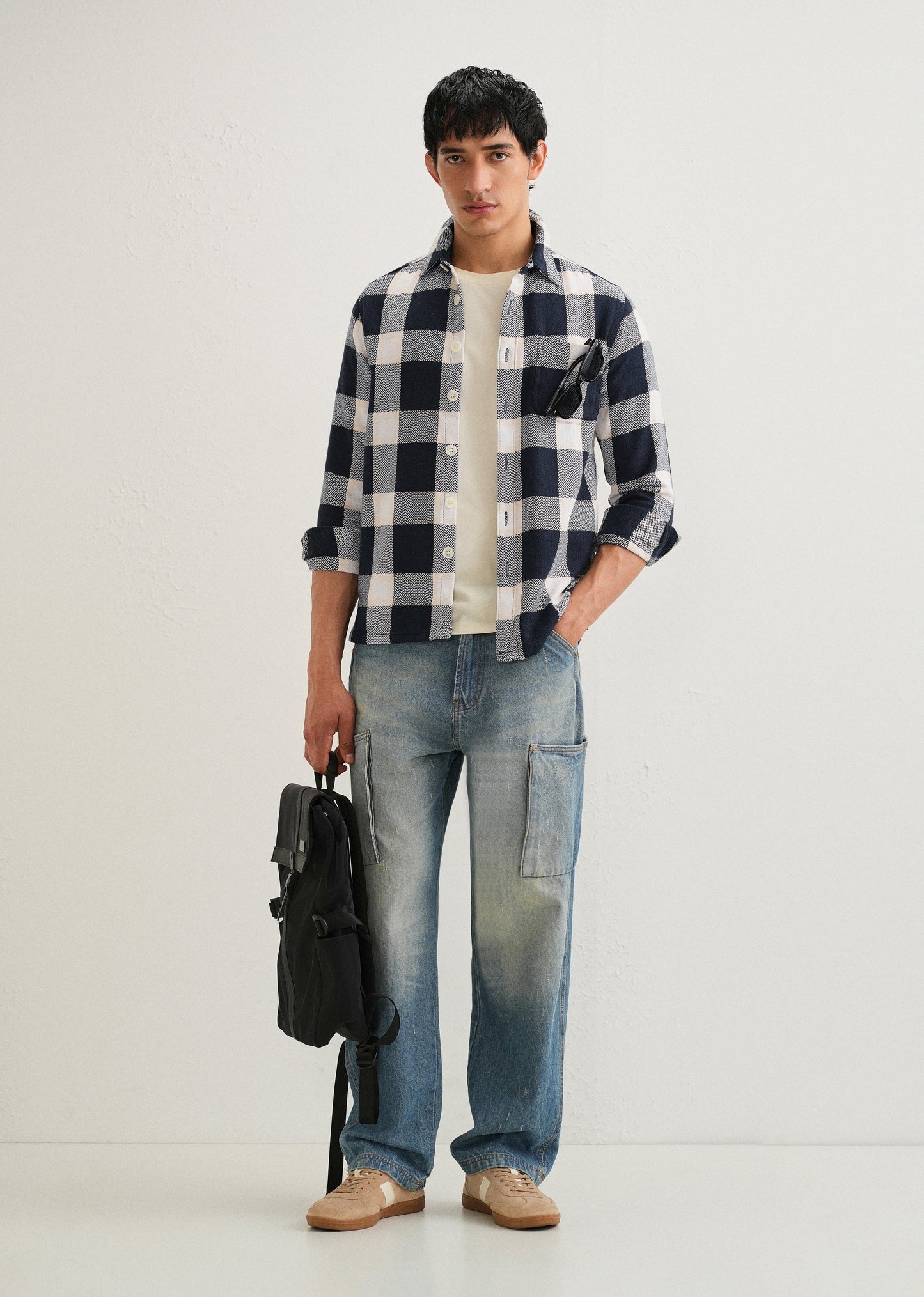 Dark Blue Checked Overshirt
