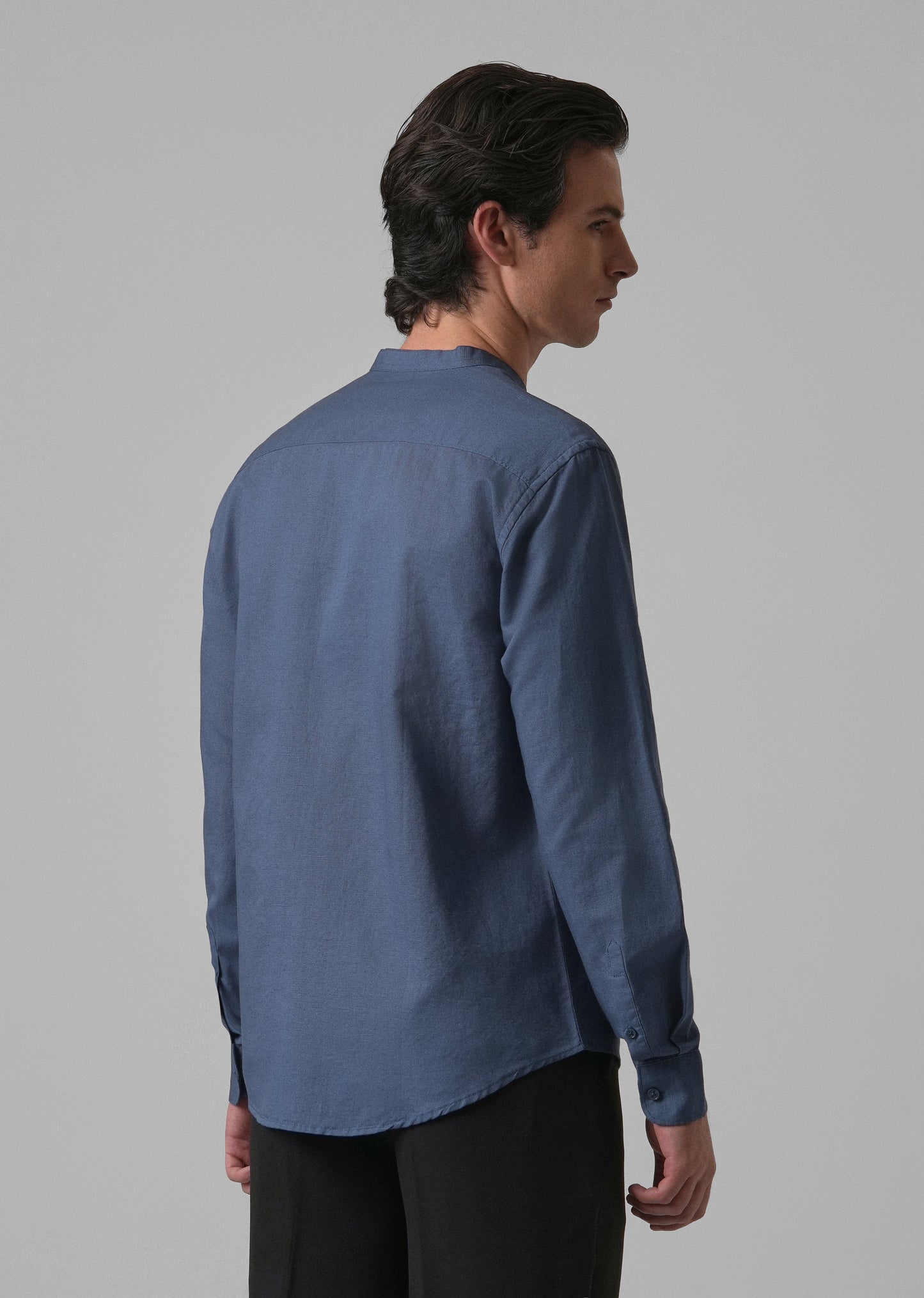 Dark Blue Cotton Linen Shirt