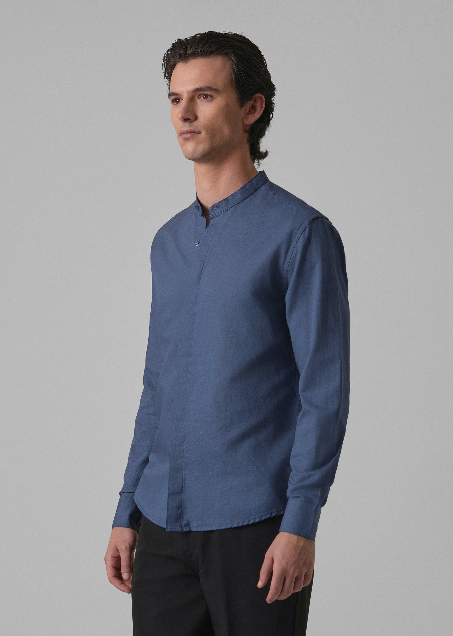 Dark Blue Cotton Linen Shirt