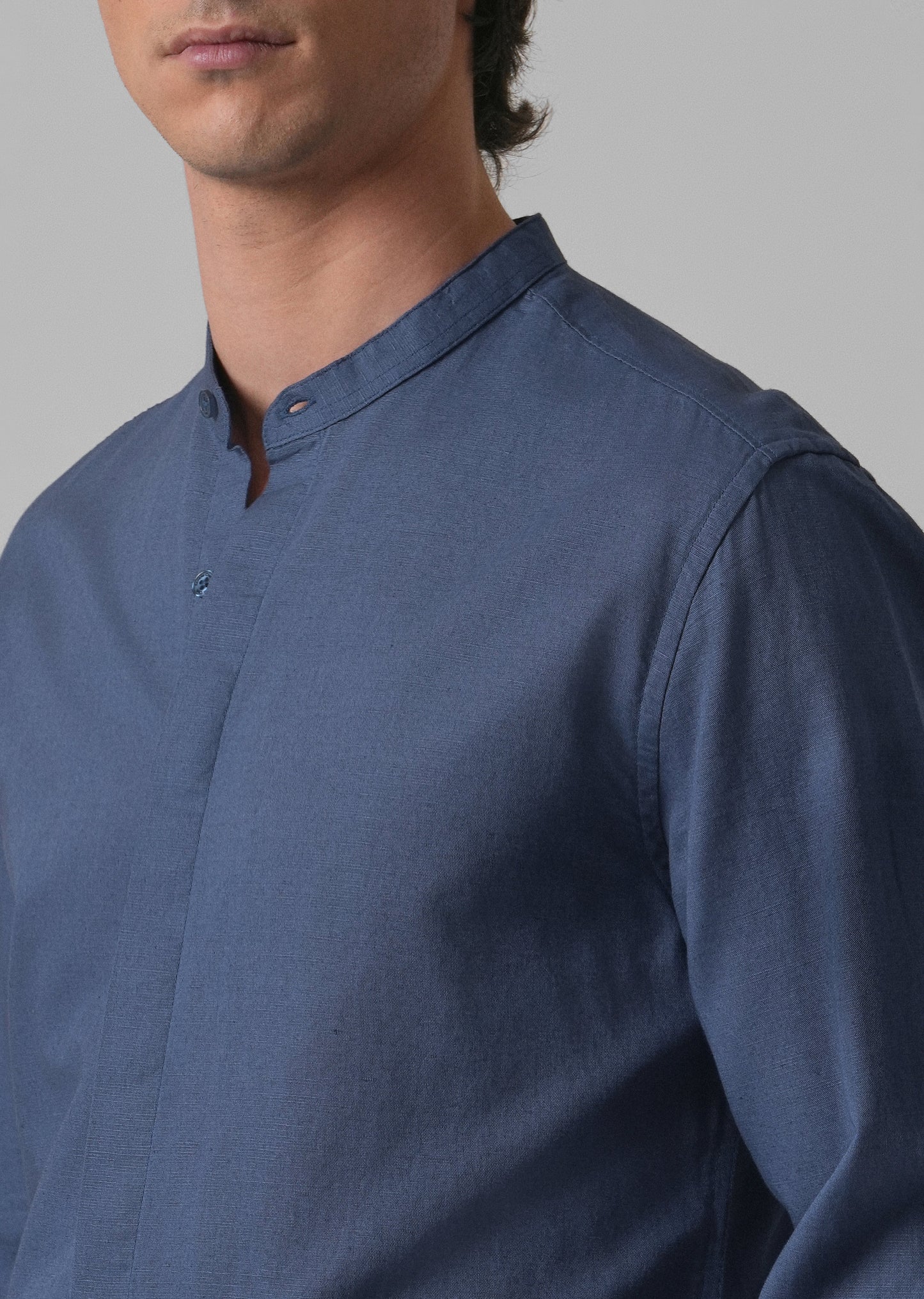 Dark Blue Cotton Linen Shirt