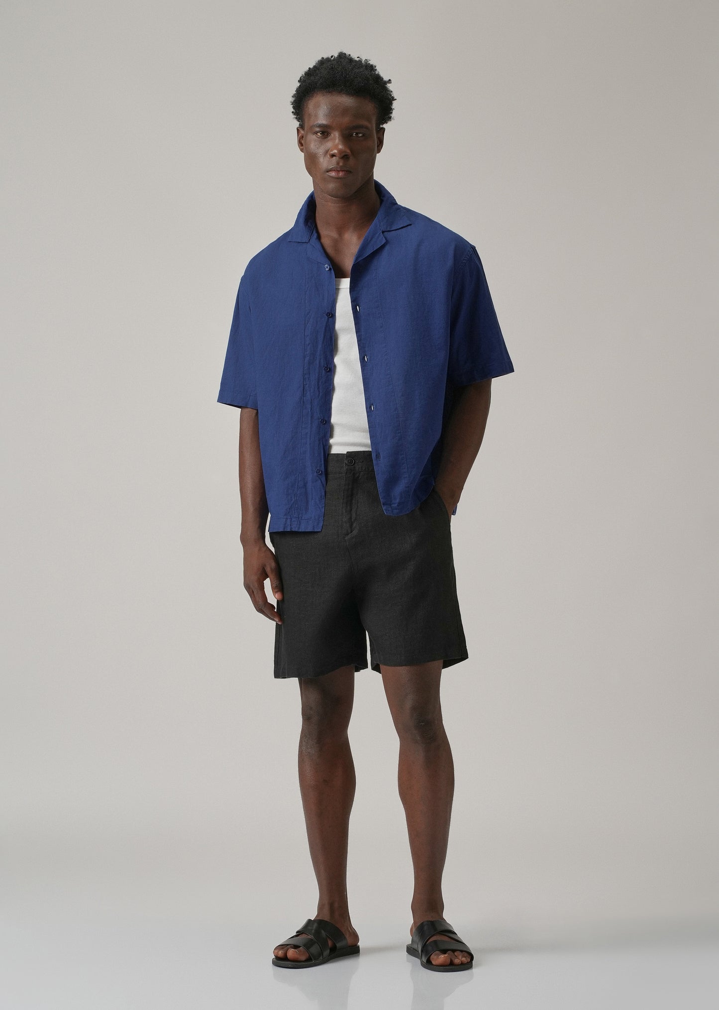 Dark Blue Cotton/Linen Shirt