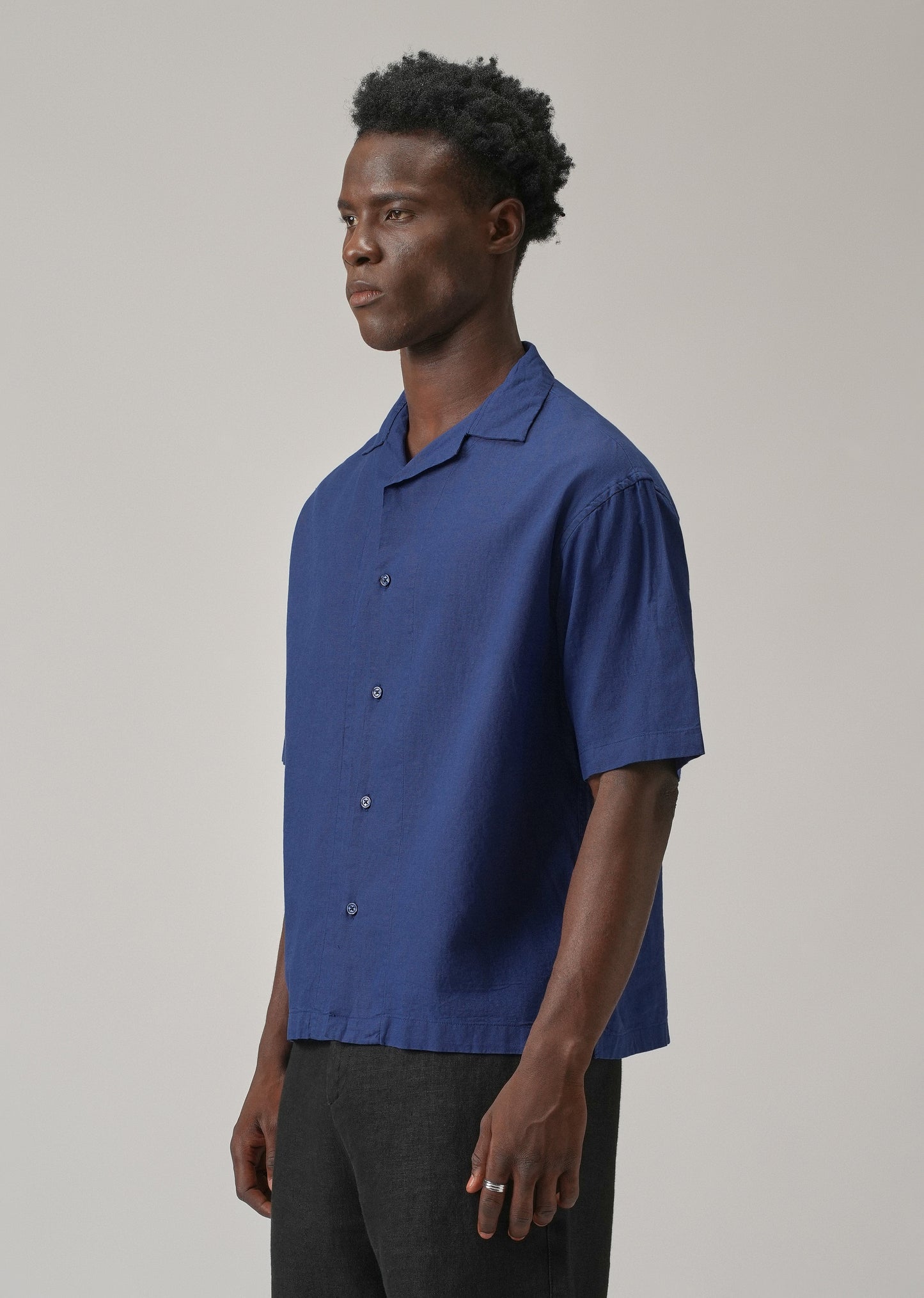 Dark Blue Cotton/Linen Shirt
