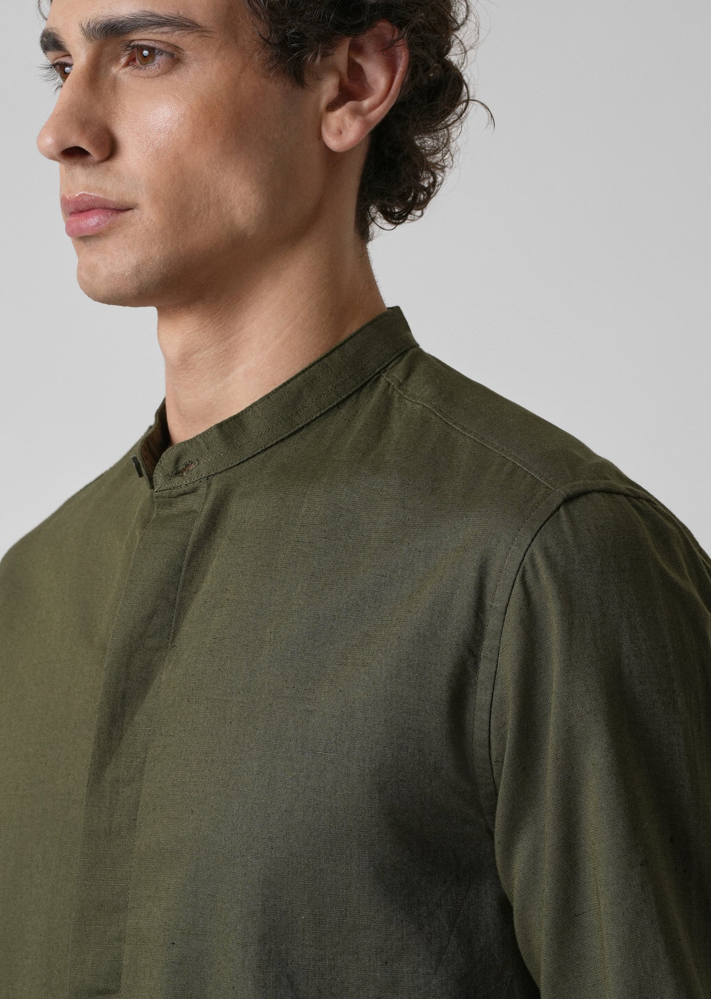 Dark Green Cotton Linen Shirt