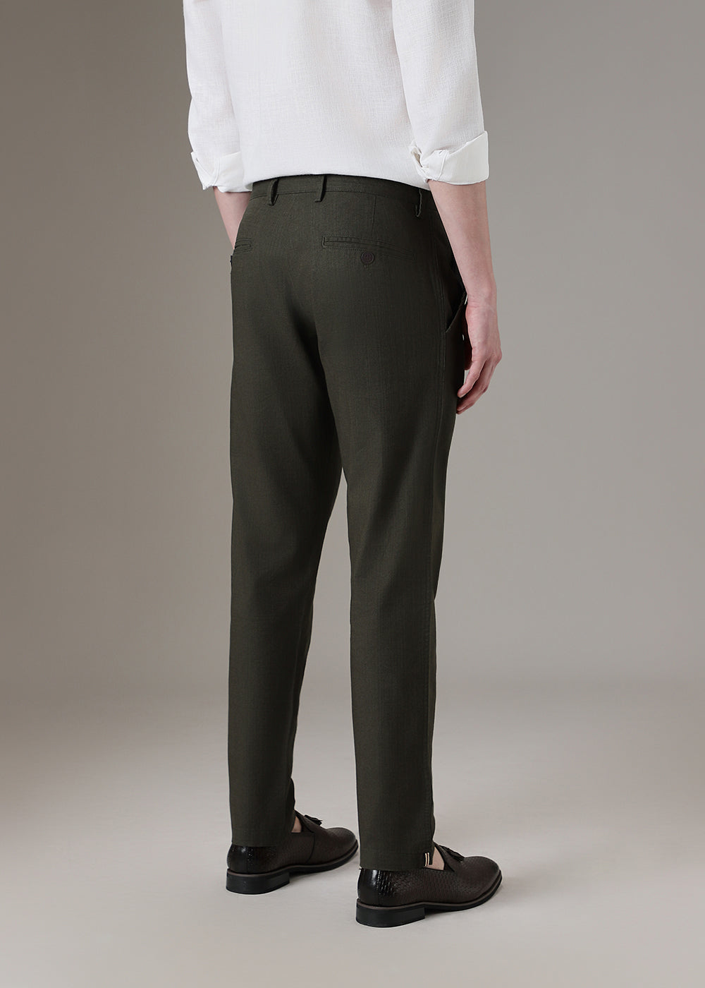 Dark Olive Linen Trouser