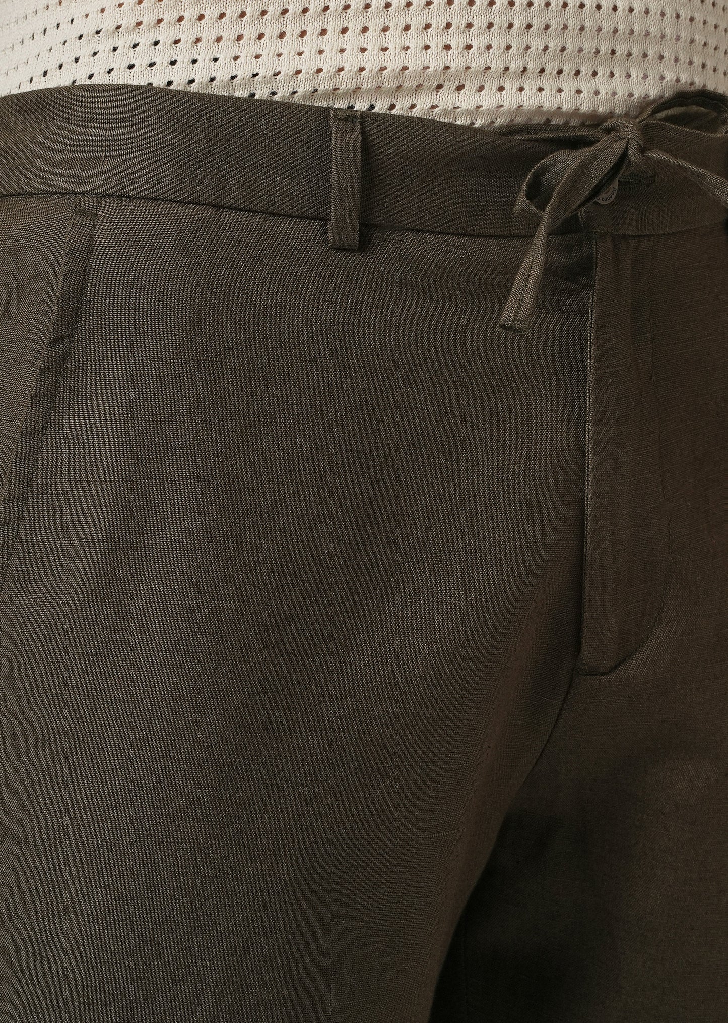 Dark Olive Linen Relaxed Fit Trouser