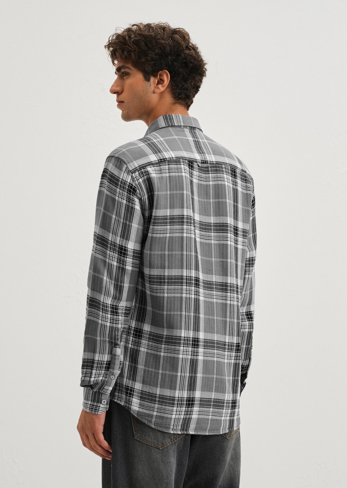 Dobby Ash Grey Check Shirt