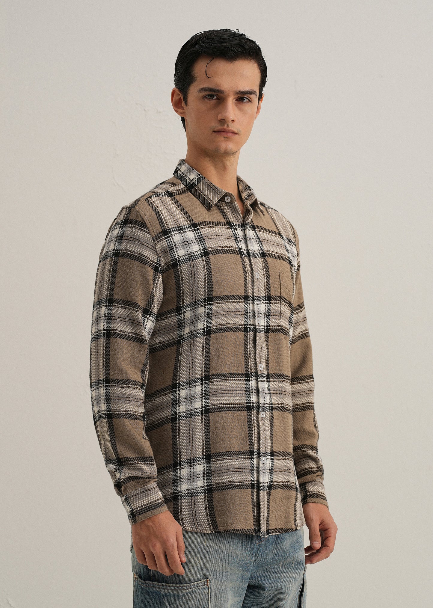 Dobby Check Stone Shirt