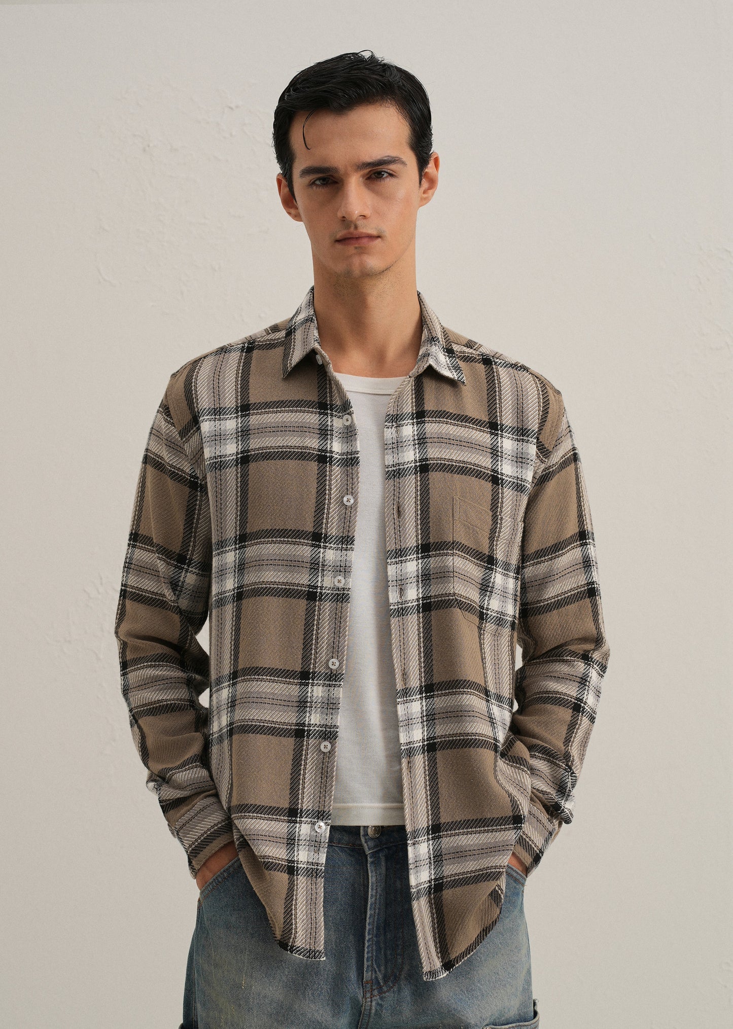 Dobby Check Stone Shirt