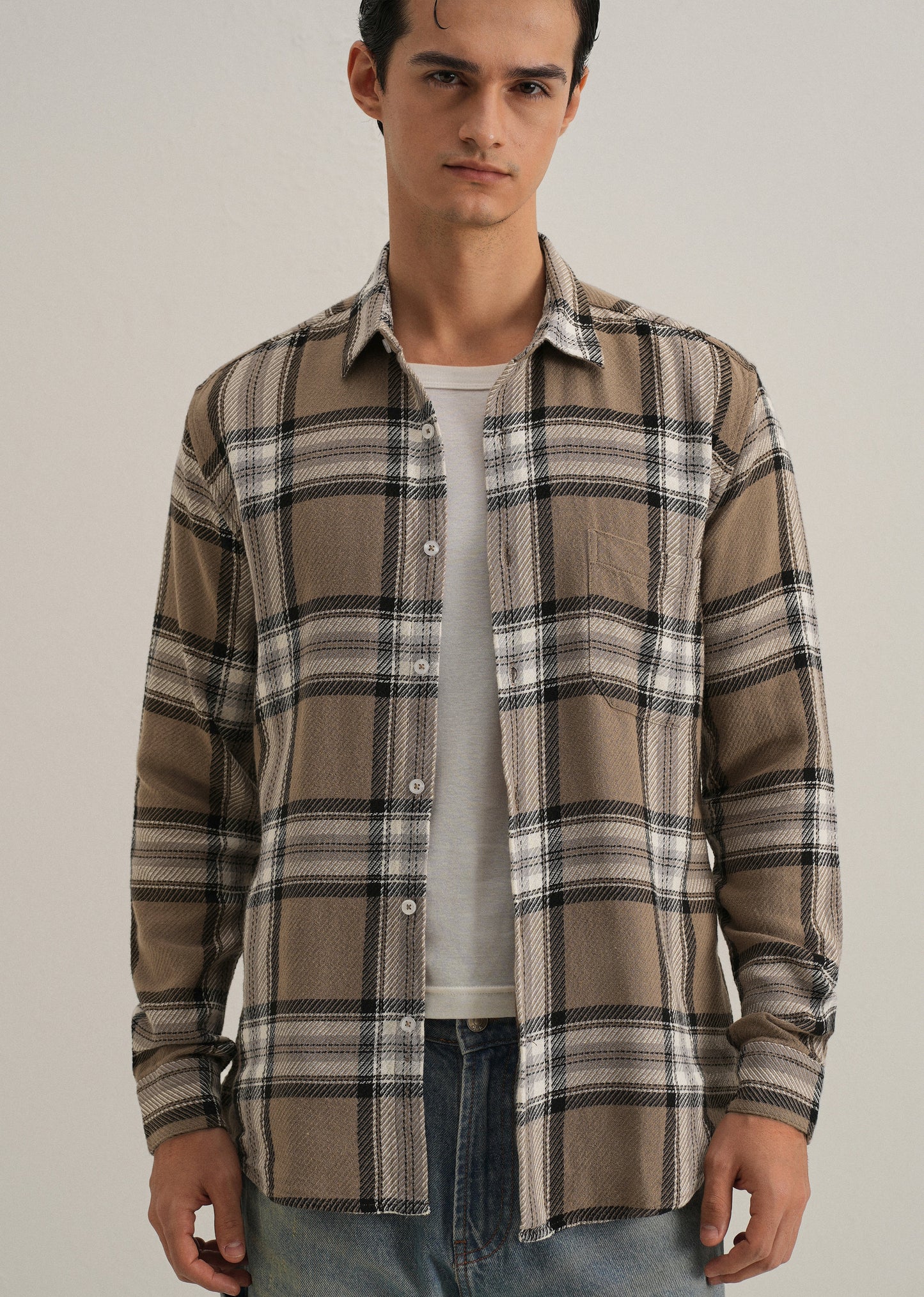 Dobby Check Stone Shirt