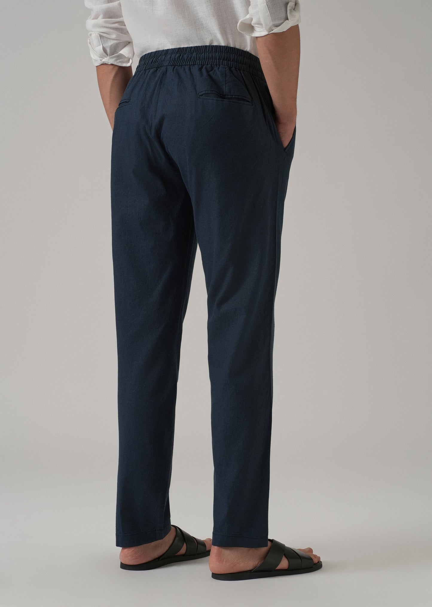 Drawstring Blue Linen Pant