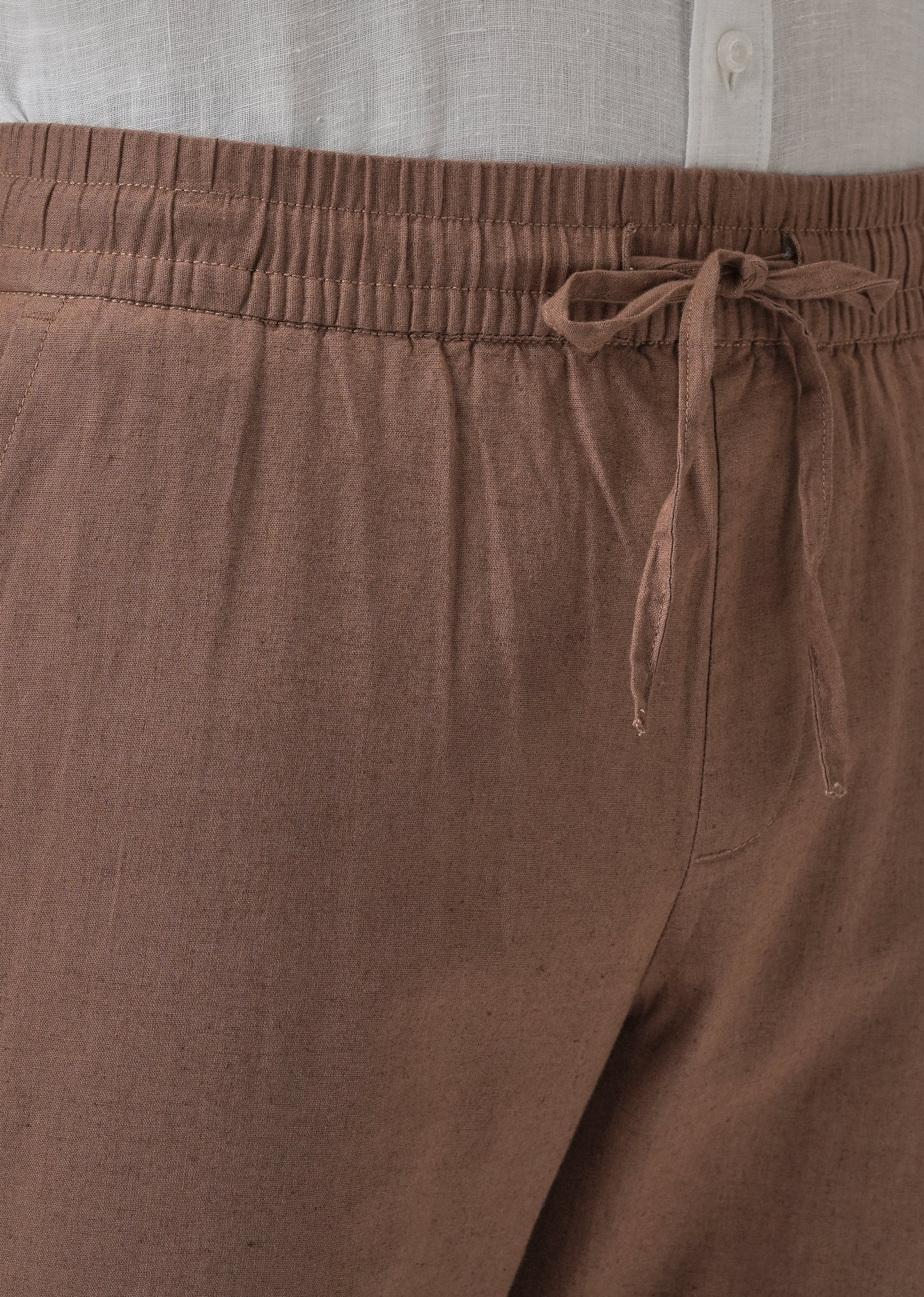 Drawstring Brown Linen Pant
