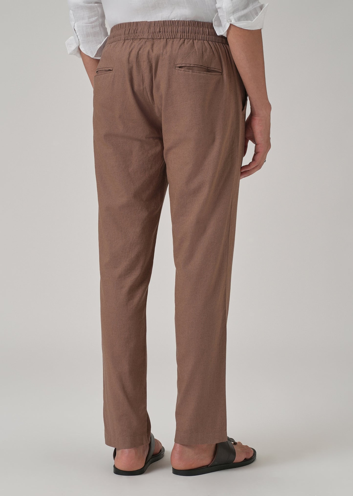Drawstring Brown Linen Pant