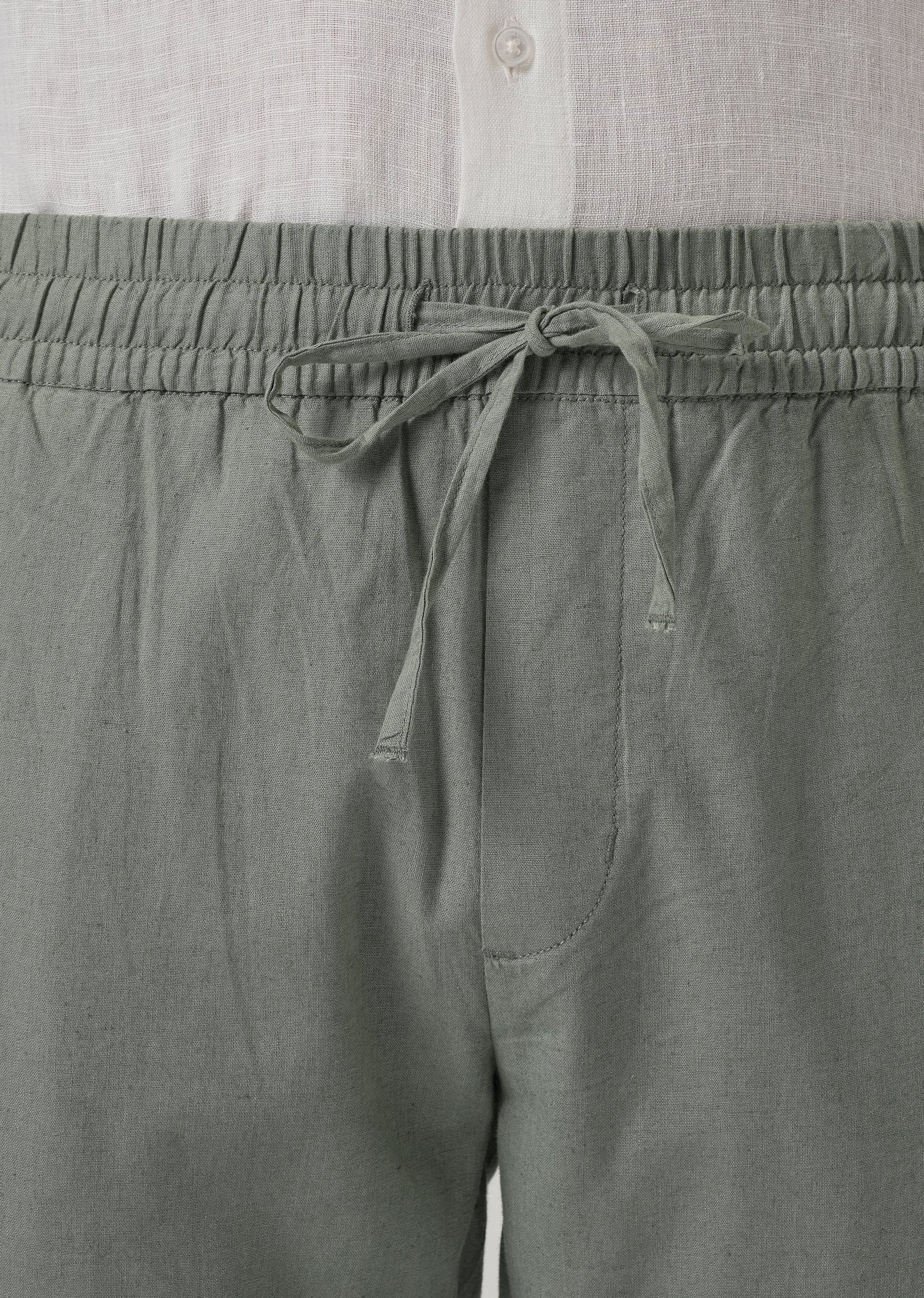 Drawstring Olive Grey Linen Pant