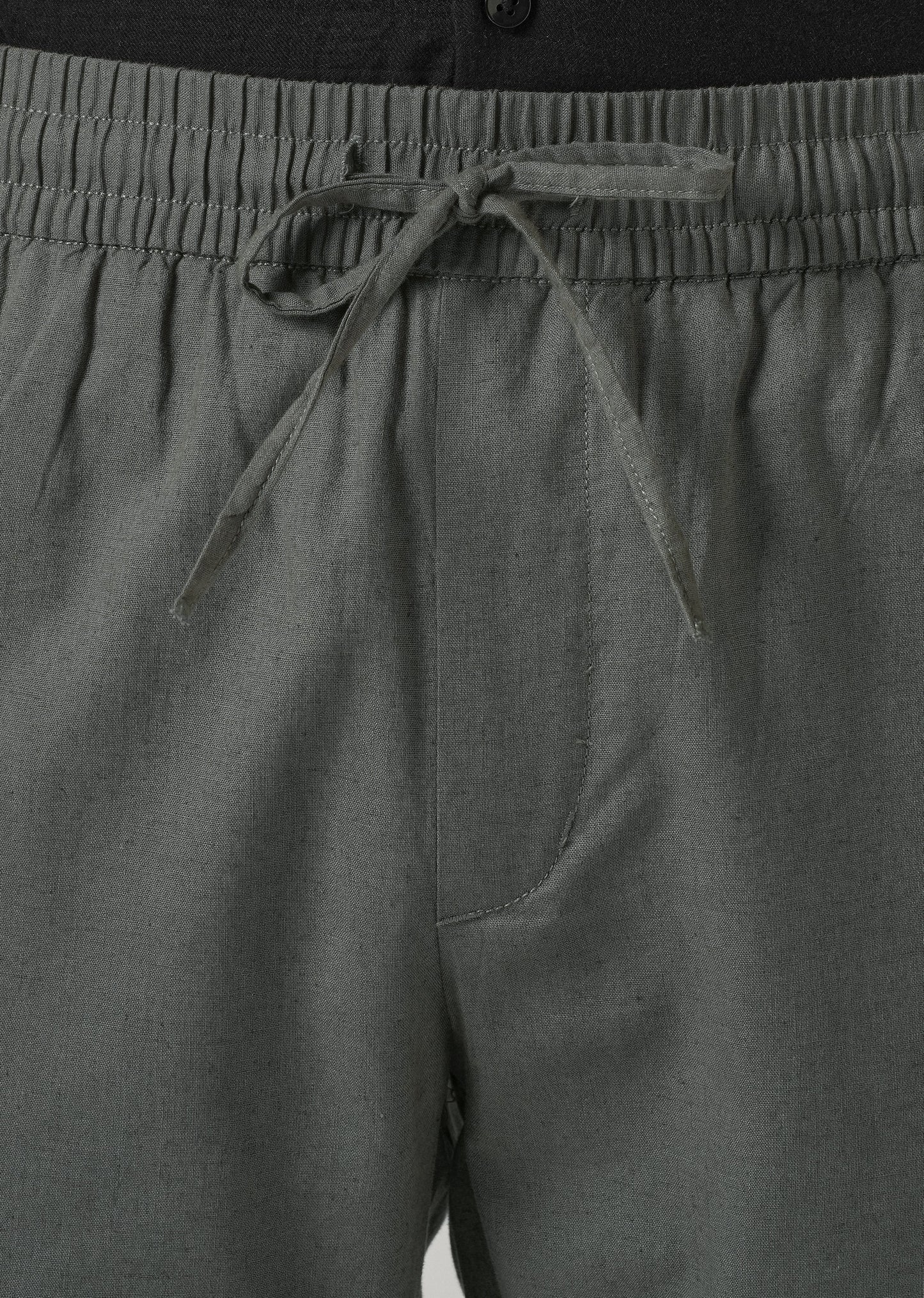 Drawstring Grey Linen Pant