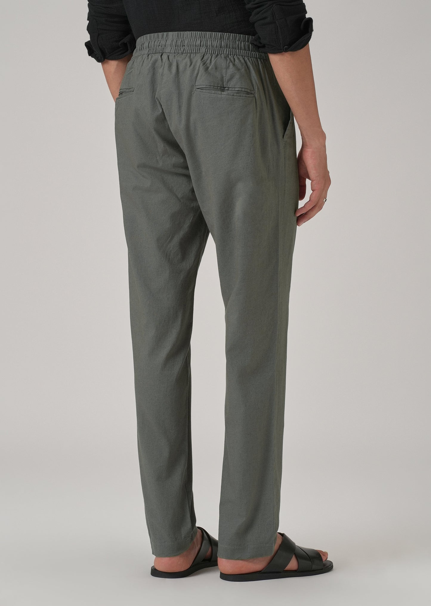 Drawstring Grey Linen Pant