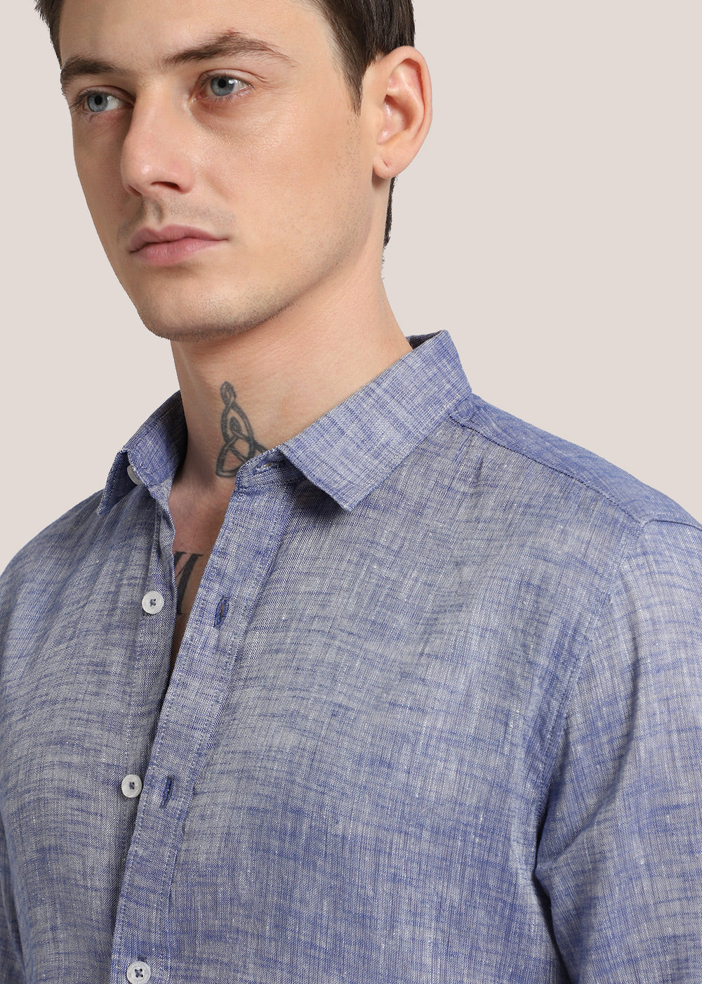 100% Pure Linen Dusky Blue Shirt