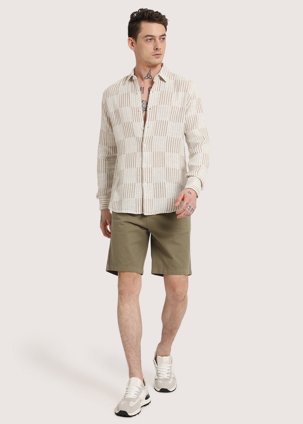 Dusty Brown Checker Textured Shirt