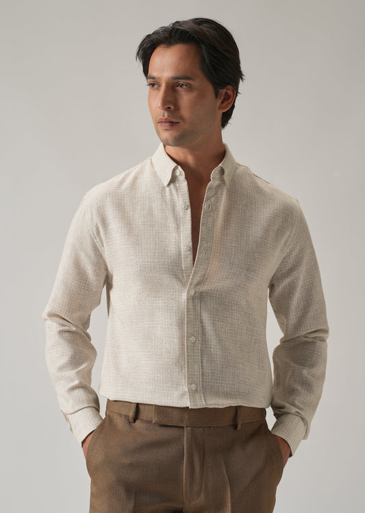 Ecru Beige Blended Linen shirt