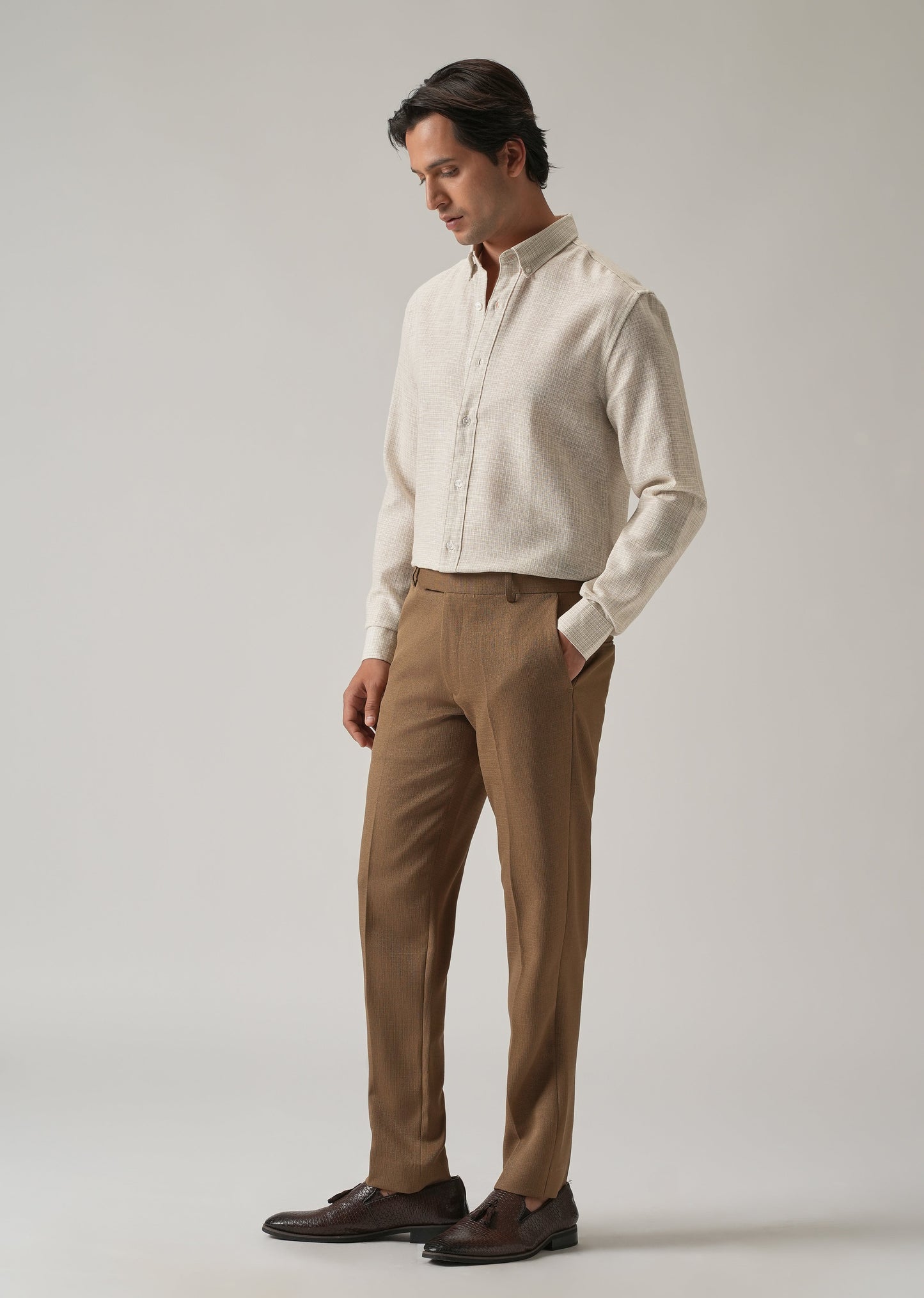 Ecru Beige Blended Linen shirt