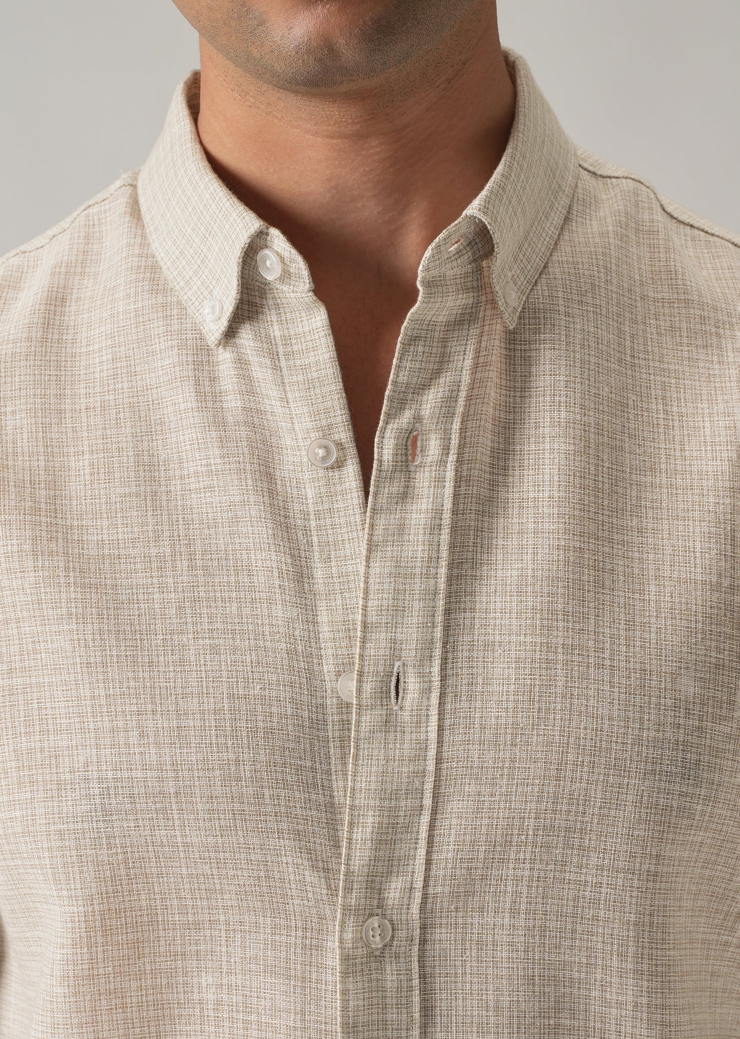 Ecru Beige Blended Linen shirt