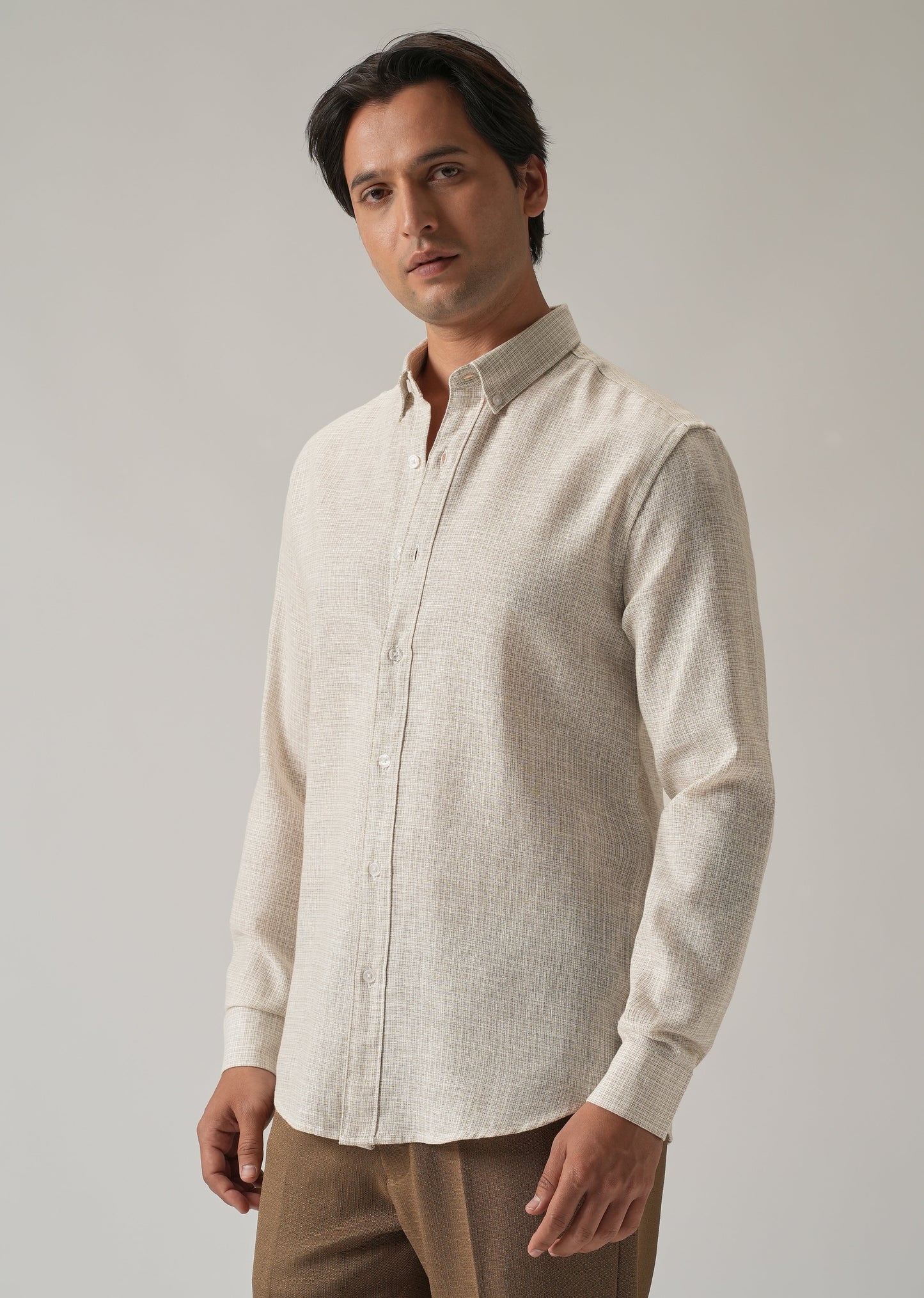 Ecru Beige Blended Linen shirt