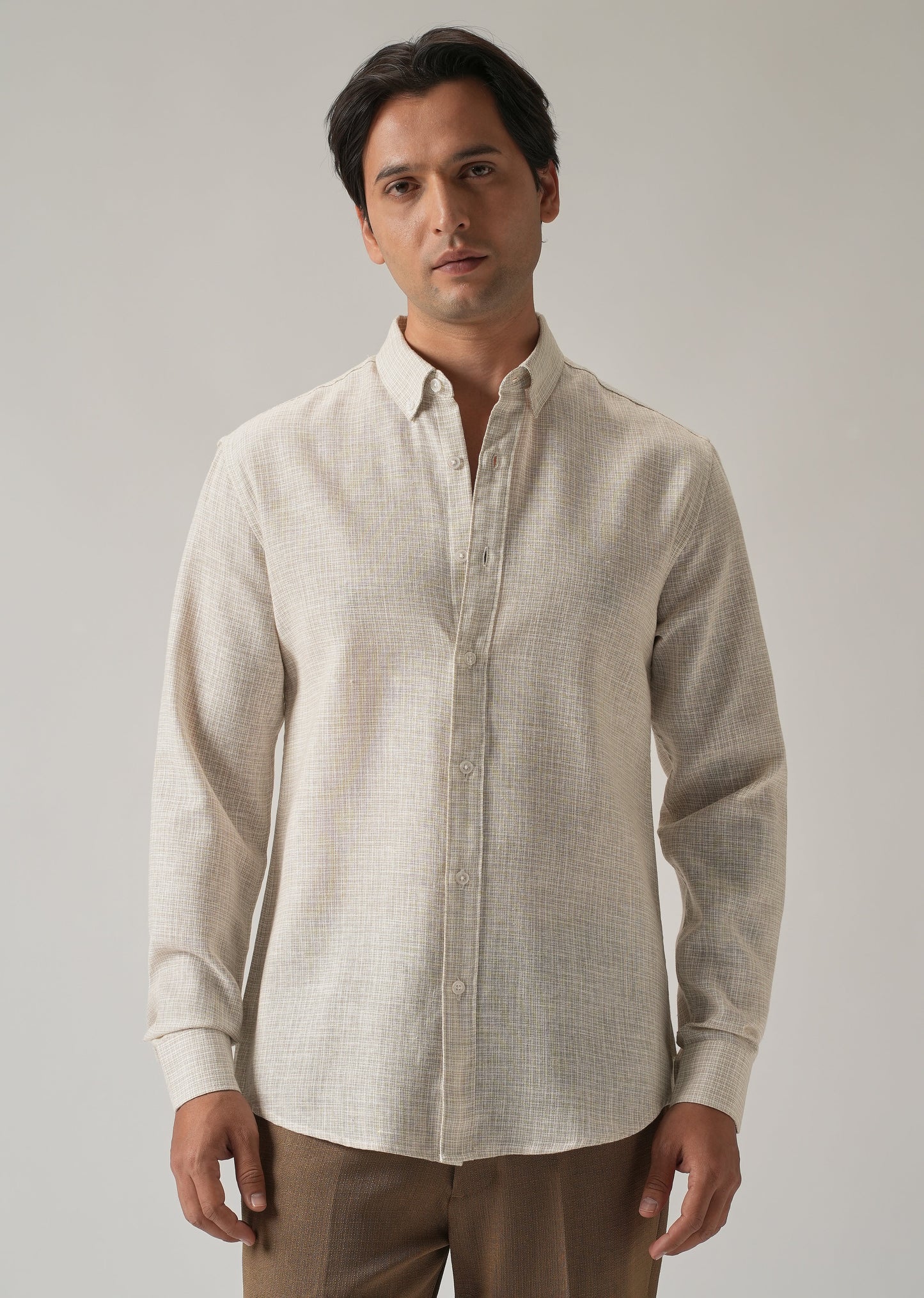 Ecru Beige Blended Linen shirt