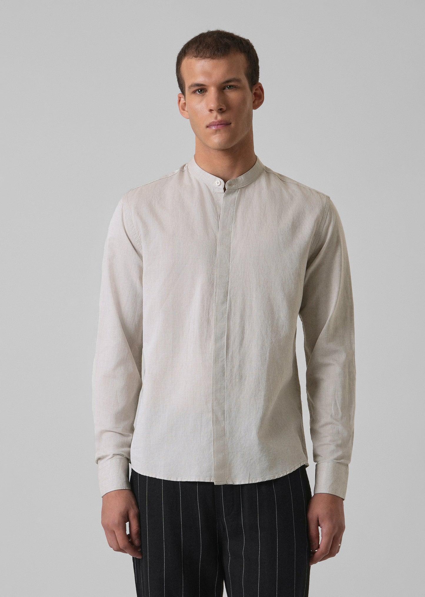 Ecru Beige Cotton Linen Shirt
