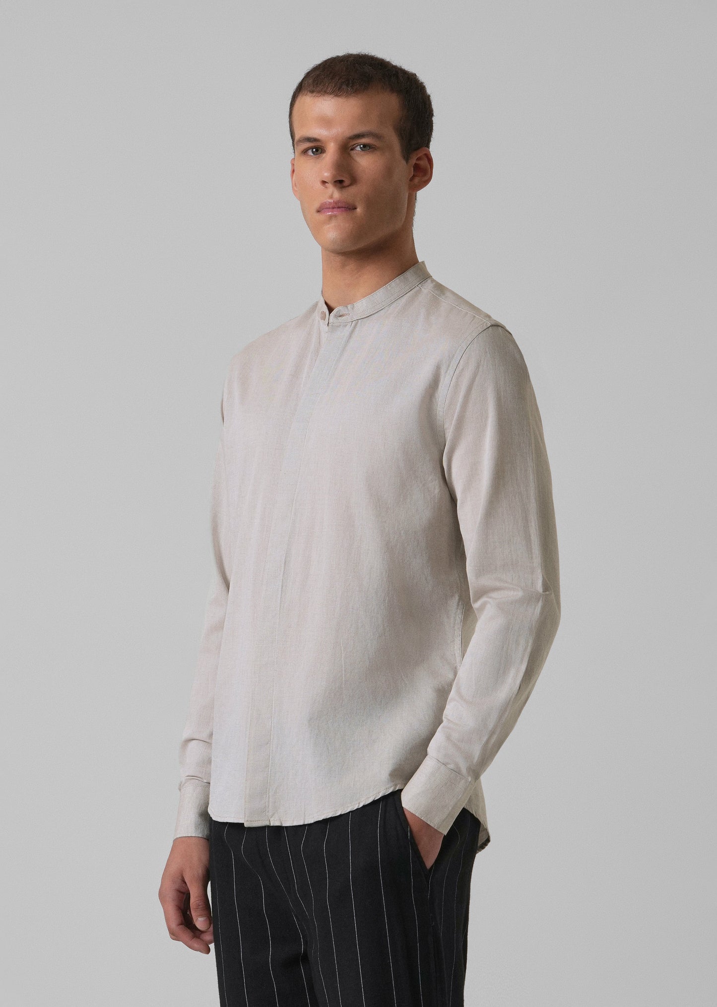 Ecru Beige Cotton Linen Shirt